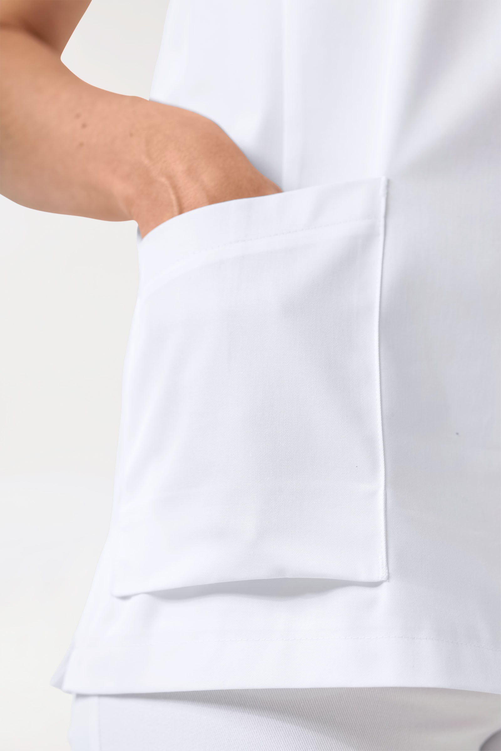 Schlupfkasack Damen mit V-Ausschnitt weiss