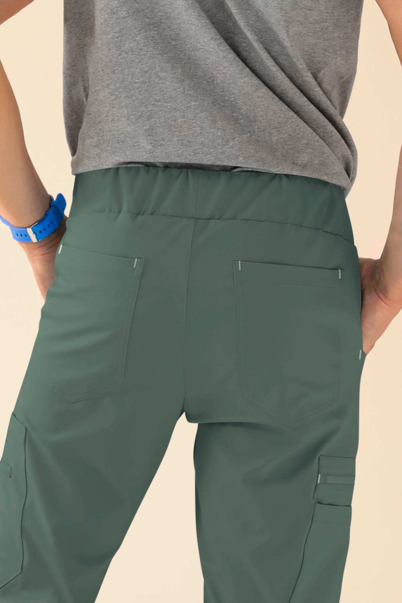 KAERE Hose Herren - gerader Saum mit Beintaschen dunkelgrün