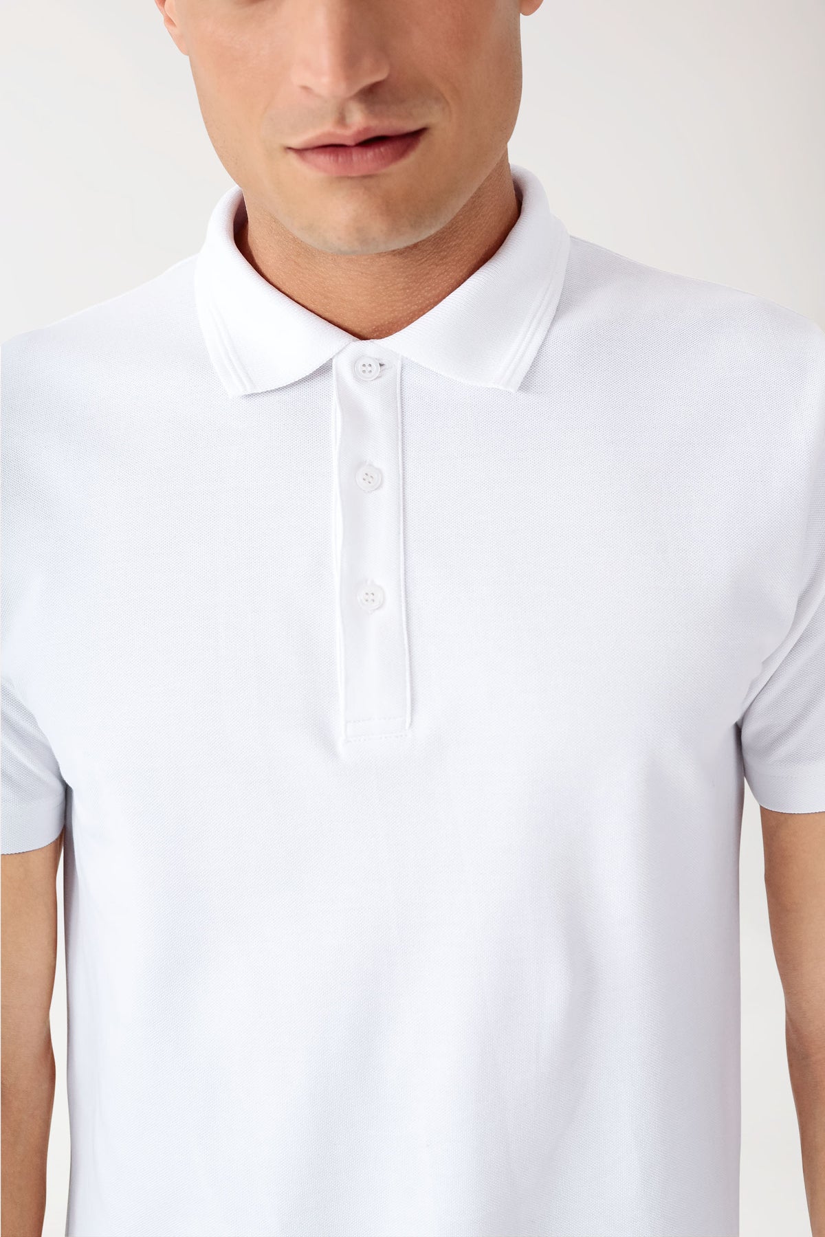 COMFY FLEX Stretch Shirt Herren - Polokragen weiss