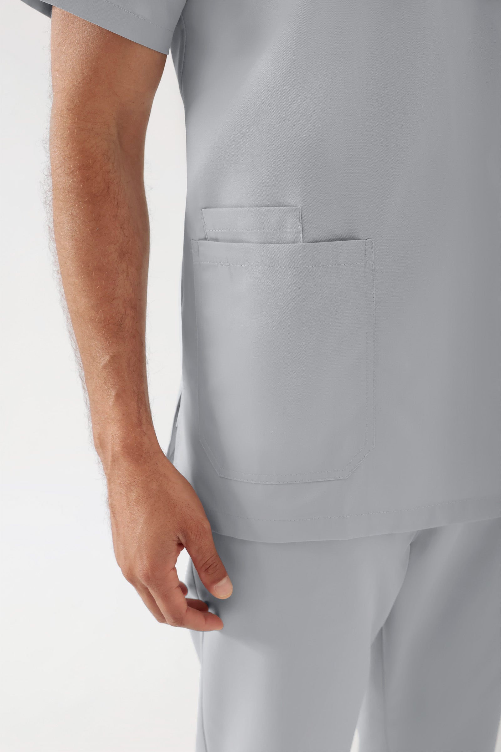 TENCEL™ Schlupfkasack Herren - V-Ausschnitt perlgrau