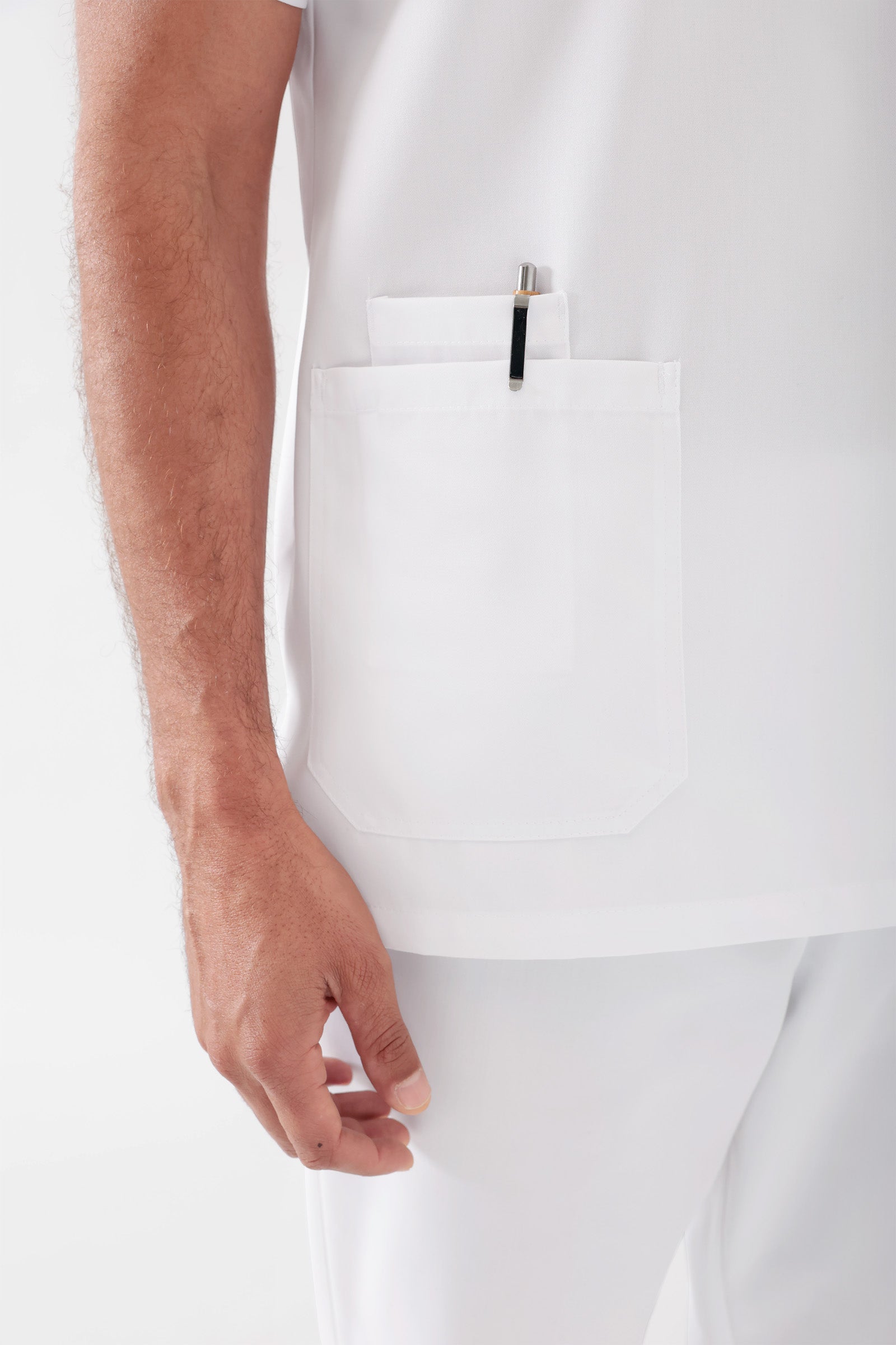 TENCEL™ Schlupfkasack Herren - V-Ausschnitt weiss