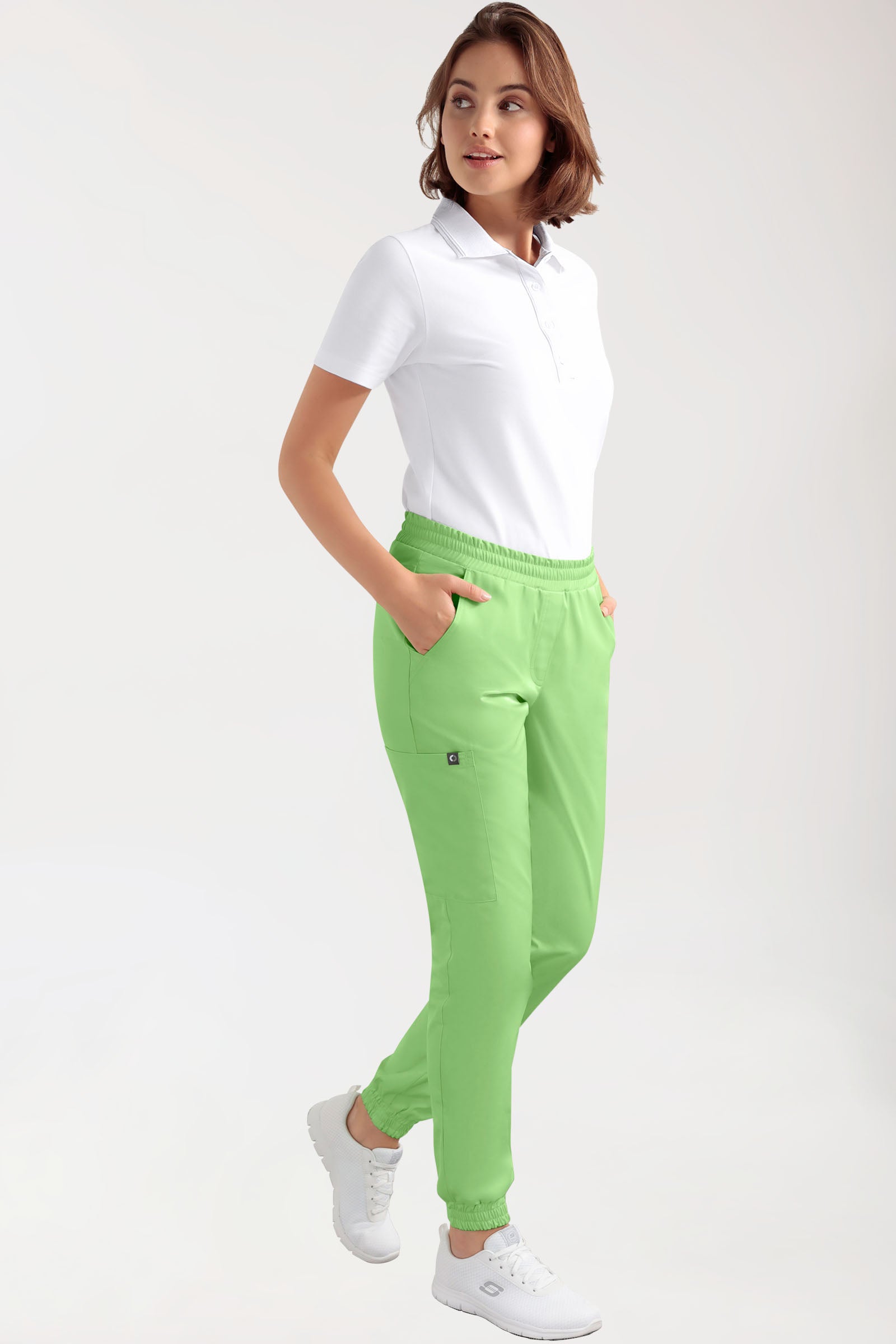 CORE Cargohose Damen - Jogpants Style apfelgrün, Vue de face