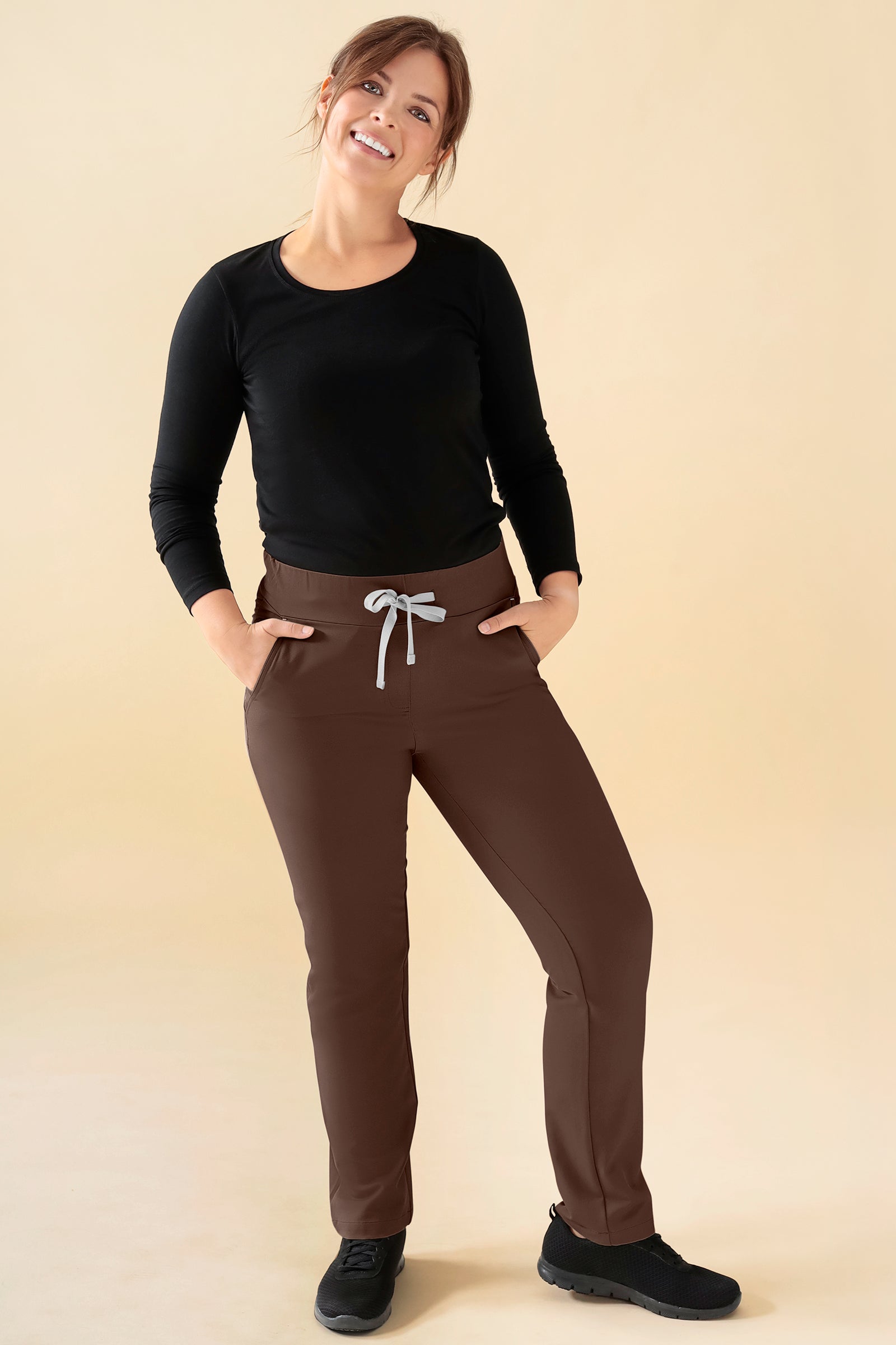 KAERE Hose Damen - gerader Saum Kurzgr. ohne Beintaschen coffee, Vorderansicht