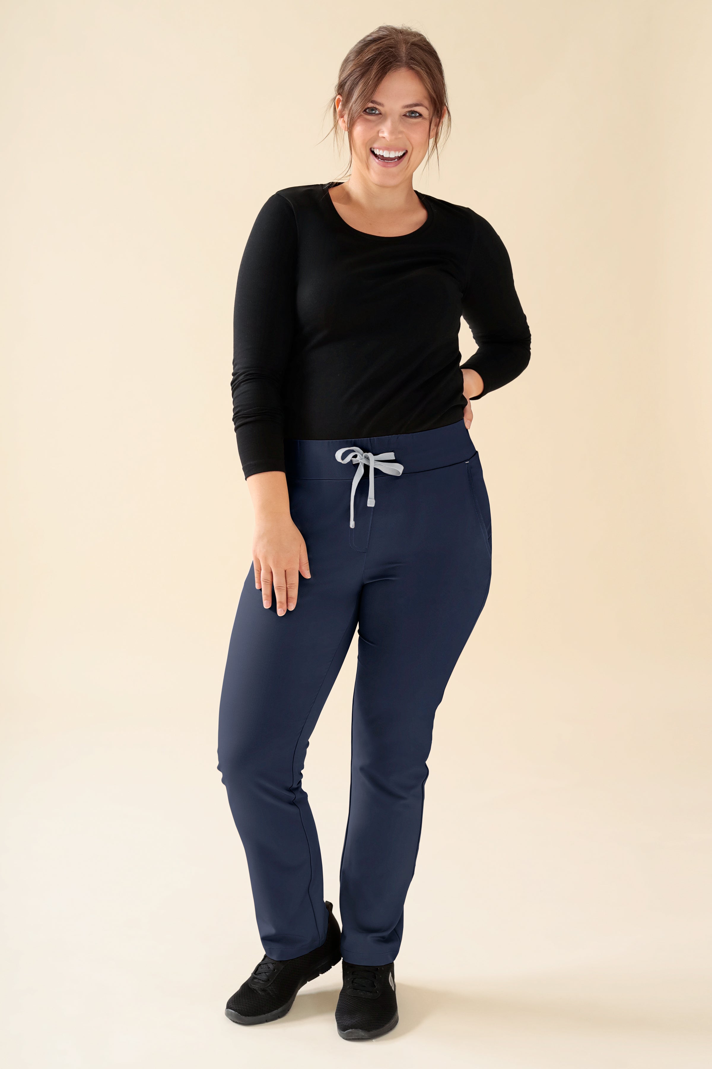 KAERE Hose Damen - gerader Saum Kurzgr. ohne Beintaschen navy, Vue de face