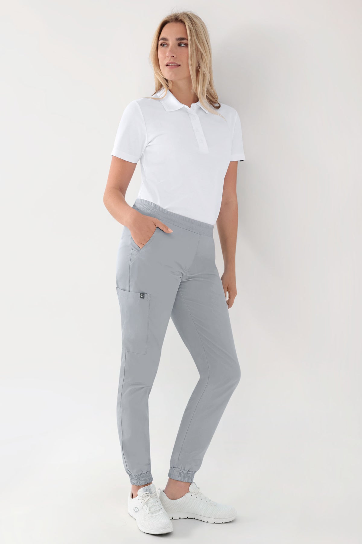 GREEN Stretch Hose Damen - Jogpants Style perlgrau, Vue de face