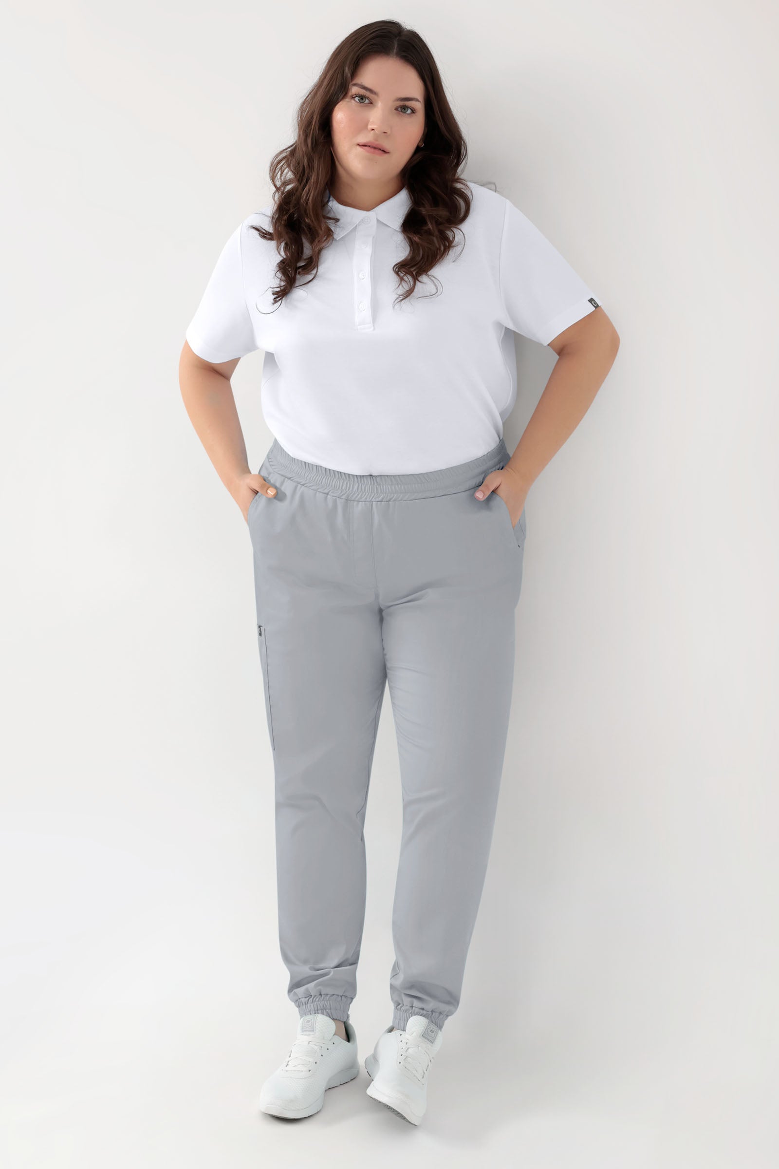 GREEN Stretch Hose Damen - Jogpants Style perlgrau