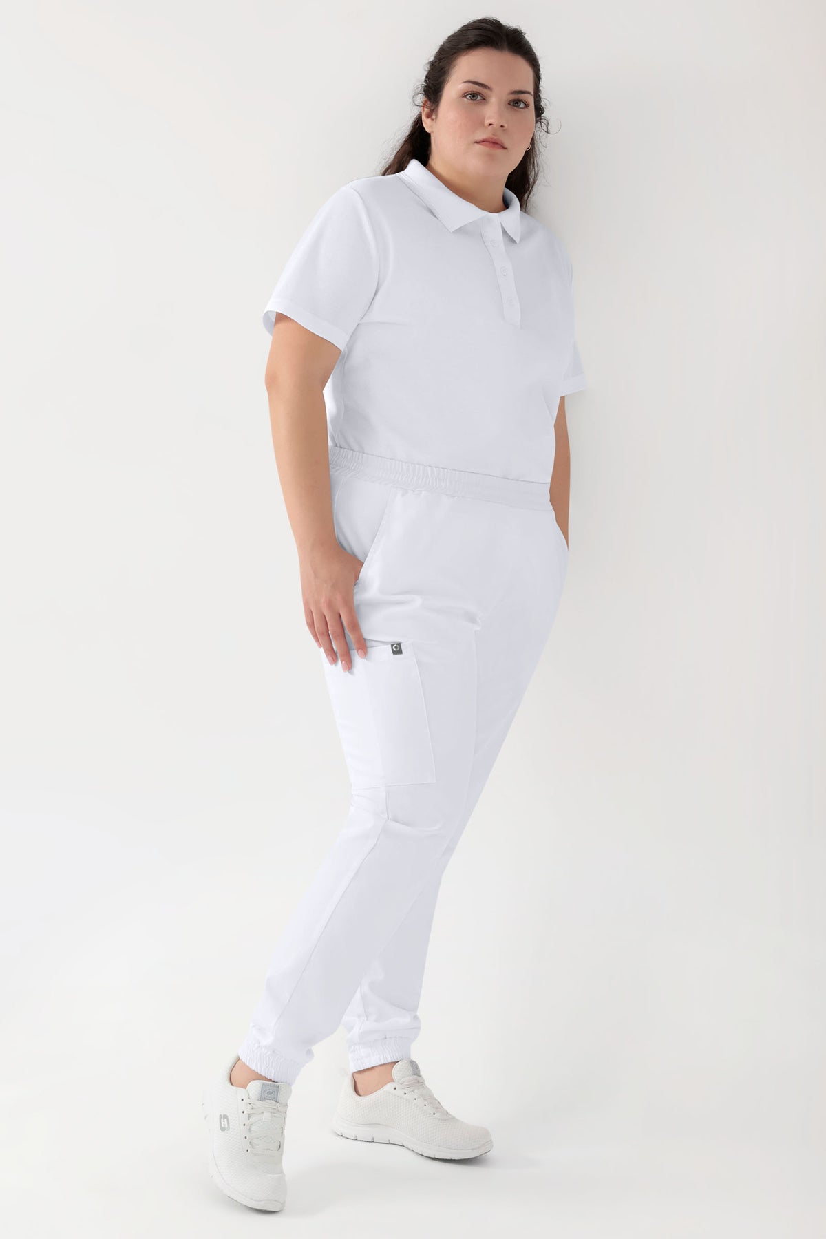 GREEN Stretch Hose Damen - Jogpants Style weiss