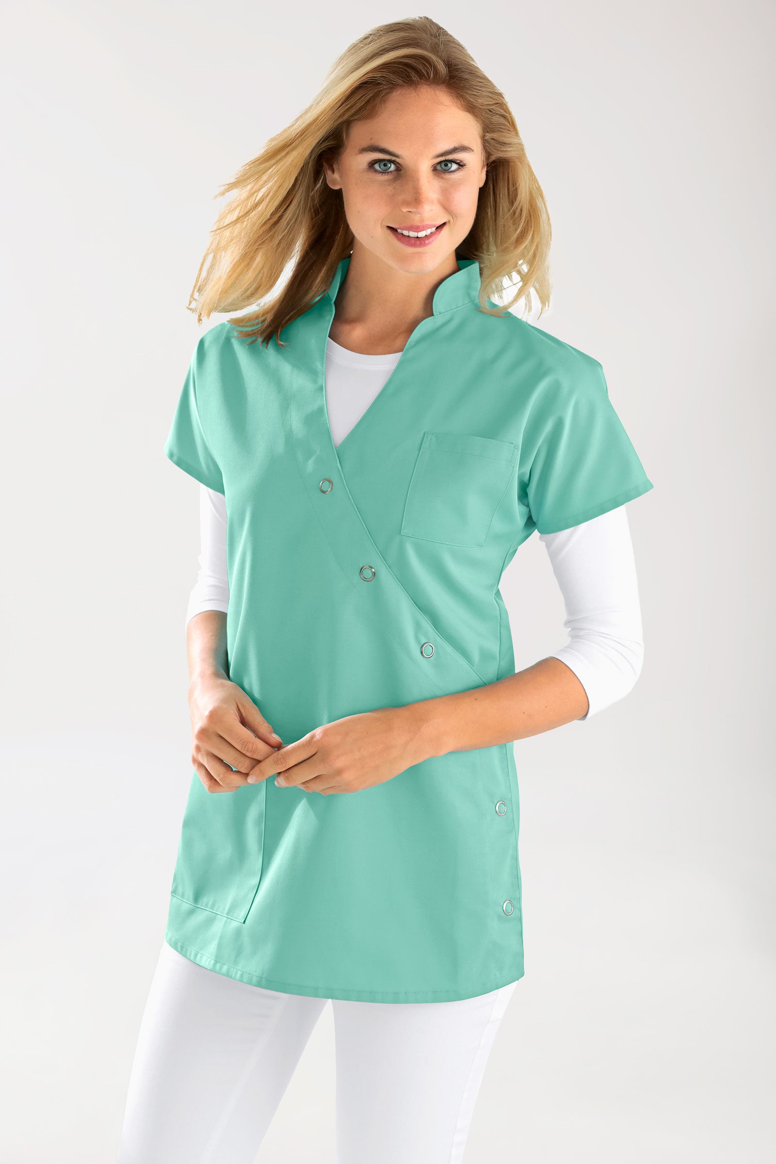JUST STRONG Kasack Damen - Druckknopfleiste aqua green, Vue de face