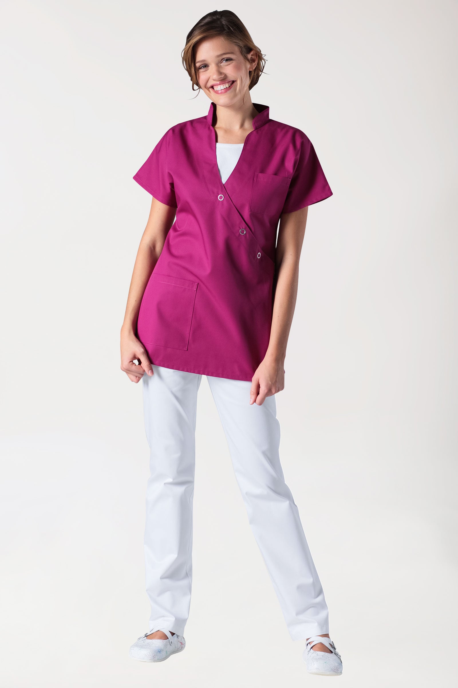 JUST STRONG Kasack Damen - Druckknopfleiste berry, Vue de face
