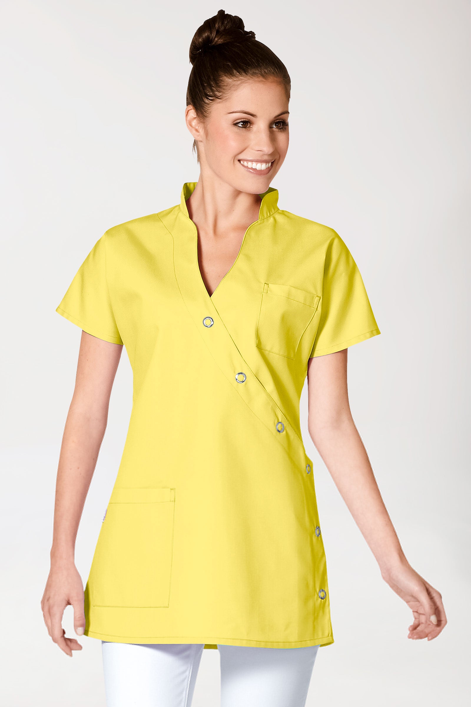 JUST STRONG Kasack Damen - Druckknopfleiste gelb, Vue de face