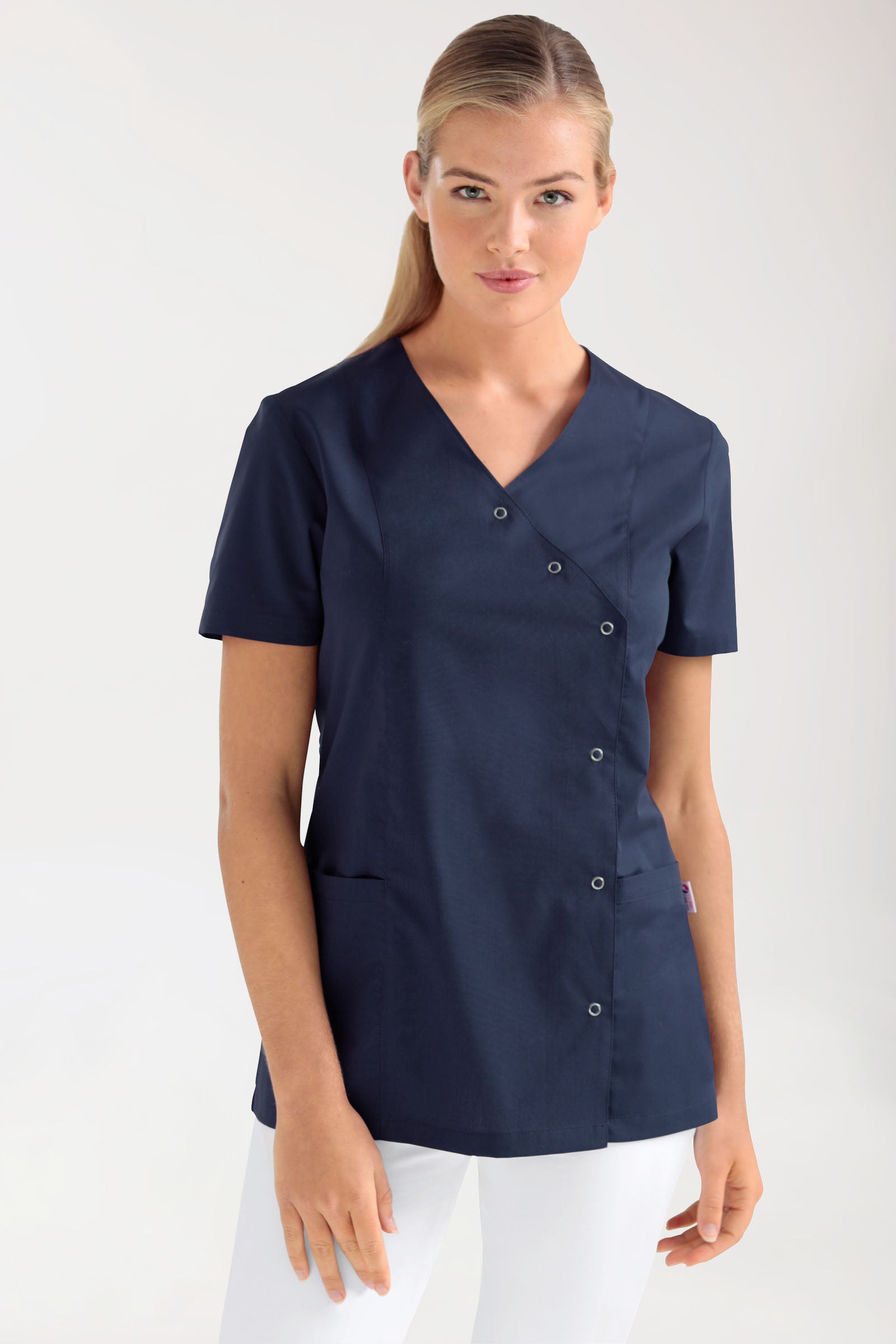 Stretch Kasack Damen - durchgeknöpft navy, Vue de face