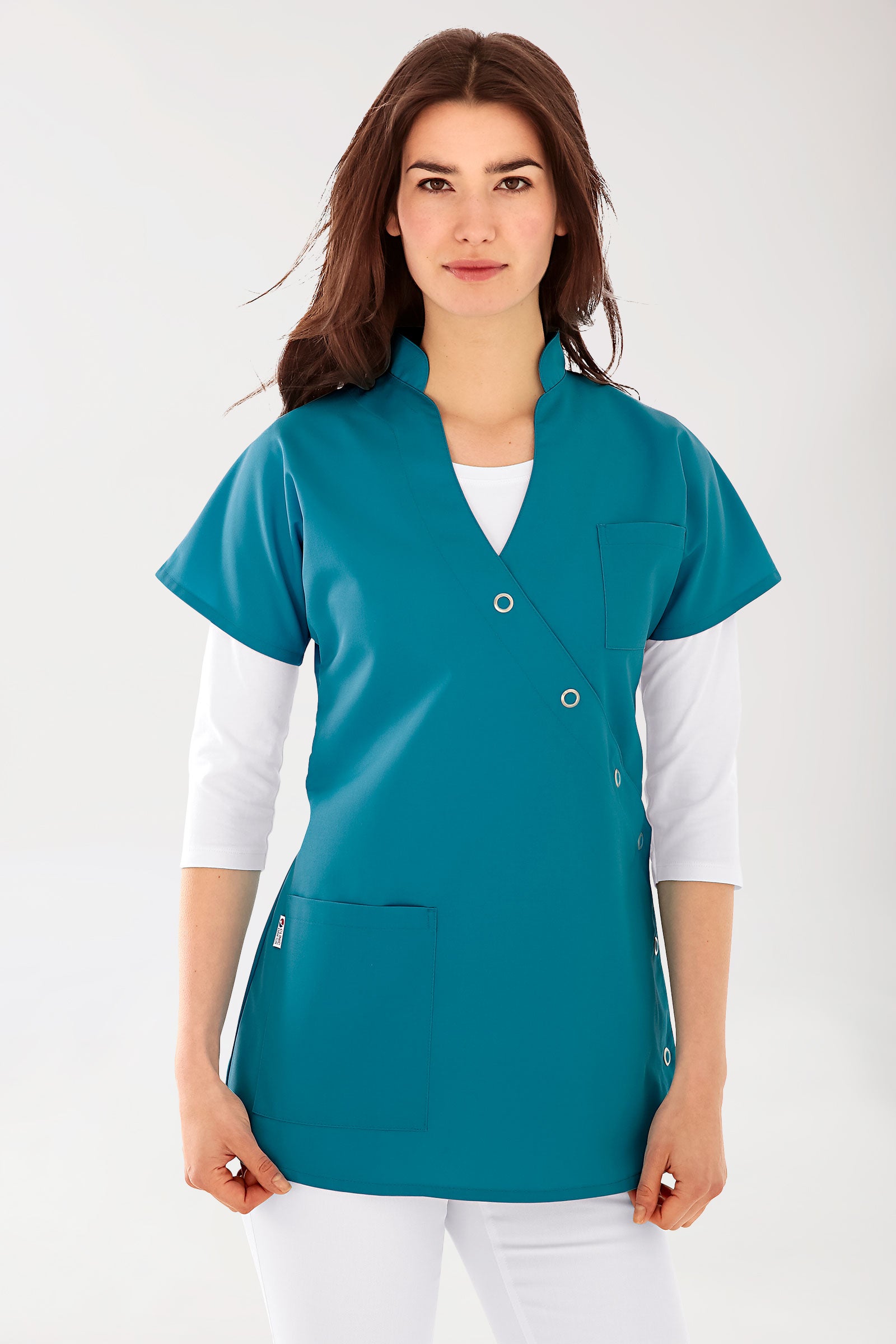 JUST STRONG Kasack Damen - Druckknopfleiste petrol, Vue de face