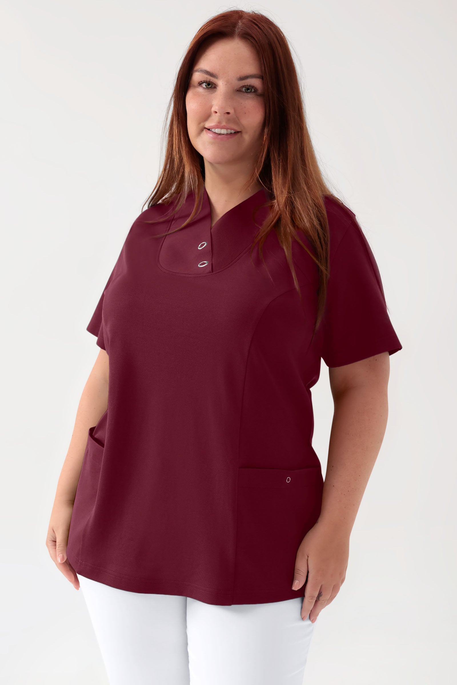 COMFY FLEX Stretch Schlupfkasack Damen - mit Druckknöpfen bordeaux