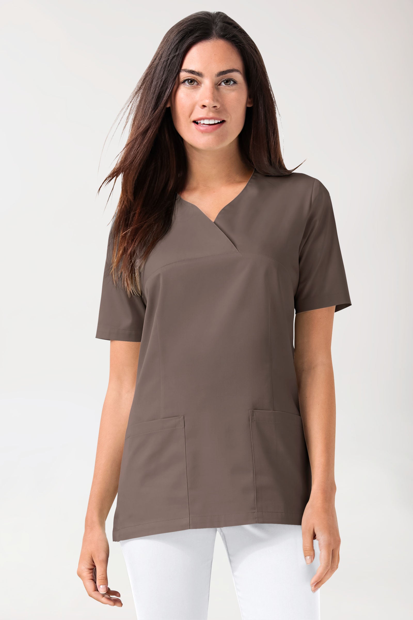 CORE Schlupfkasack Damen - Herzausschnitt deep taupe, Vue de face