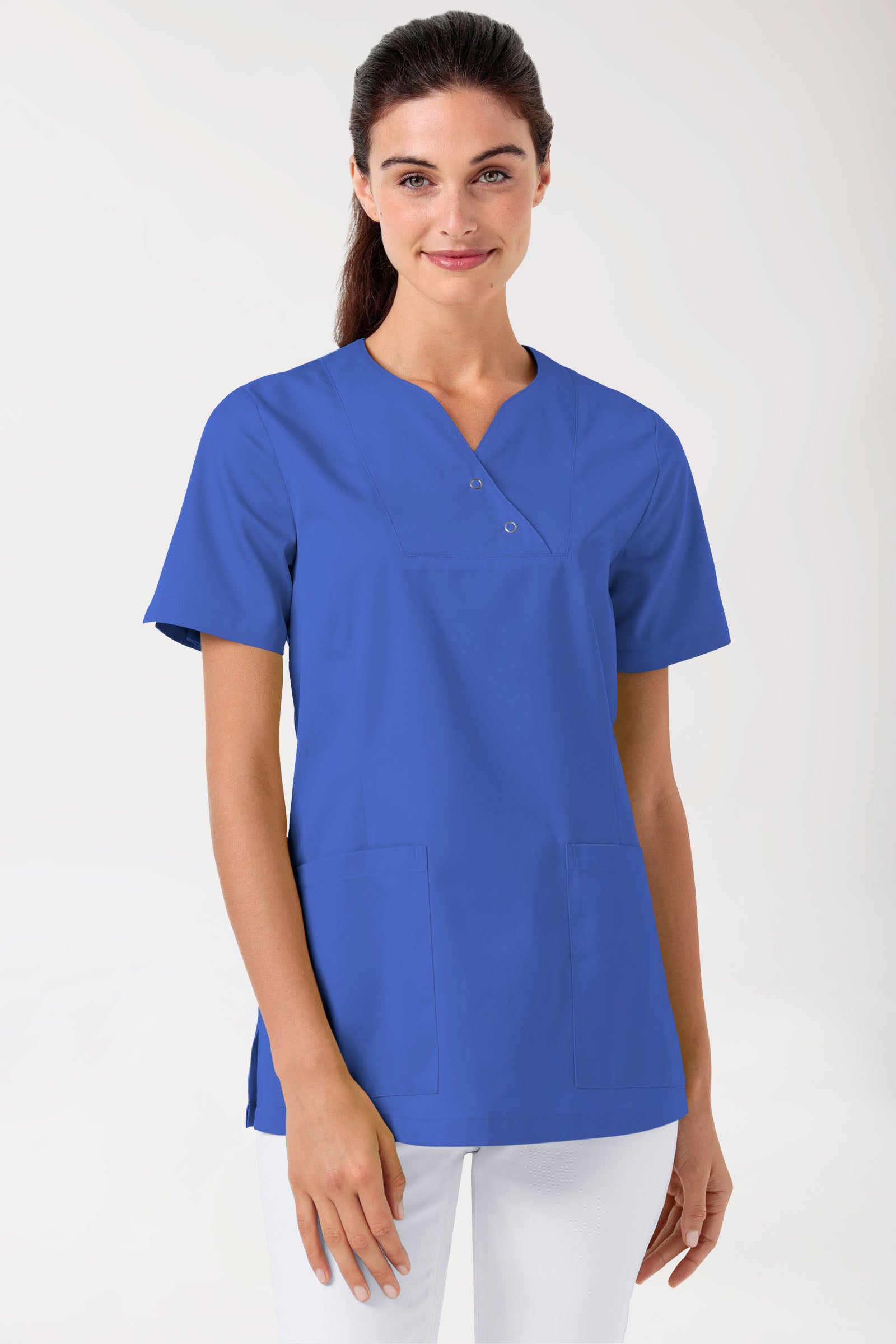 CORE Schlupfkasack Damen curved fit - mit Druckknöpfen königsblau, Vue de face