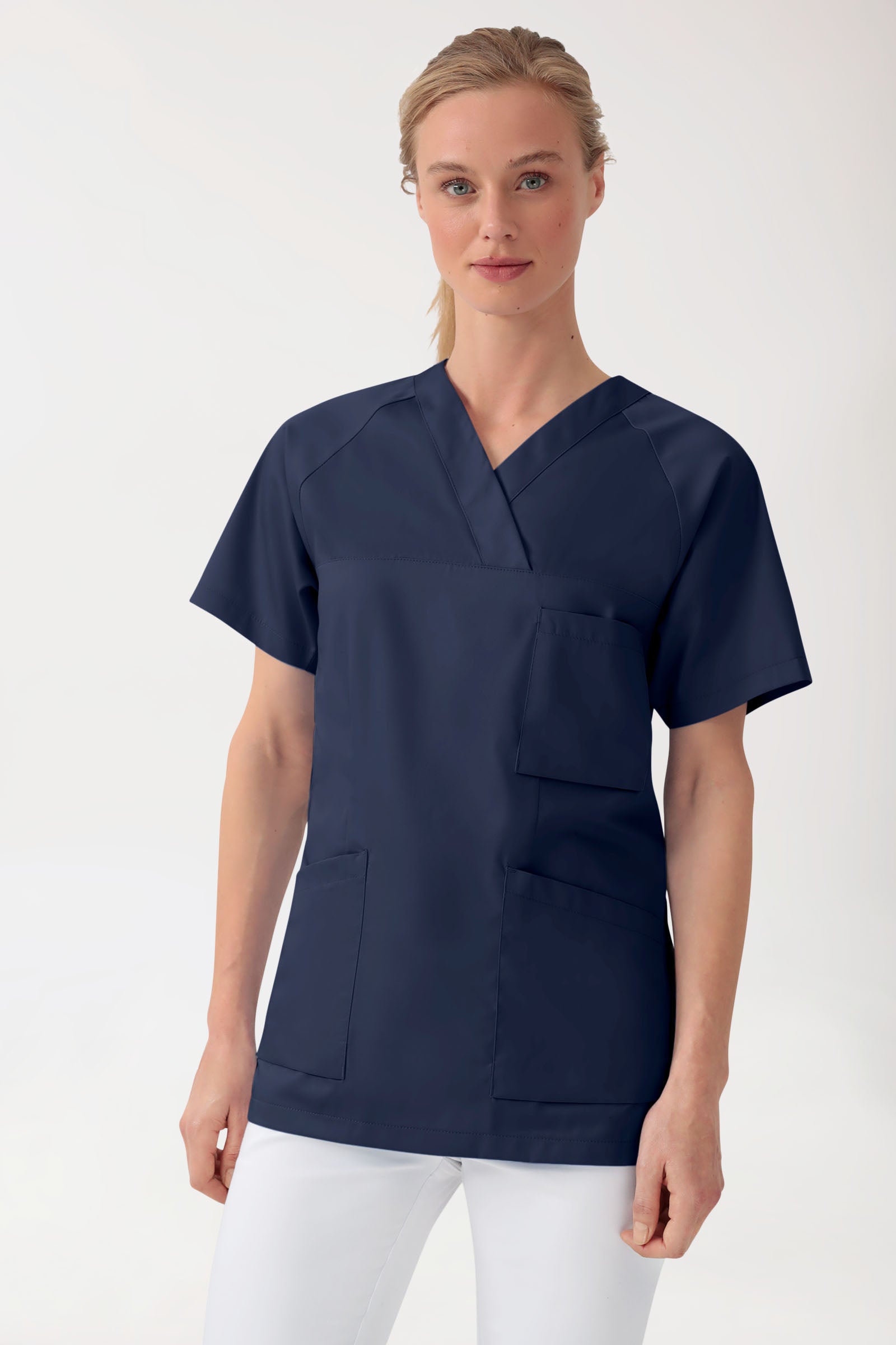 Schlupfkasack Damen mit V-Ausschnitt navy