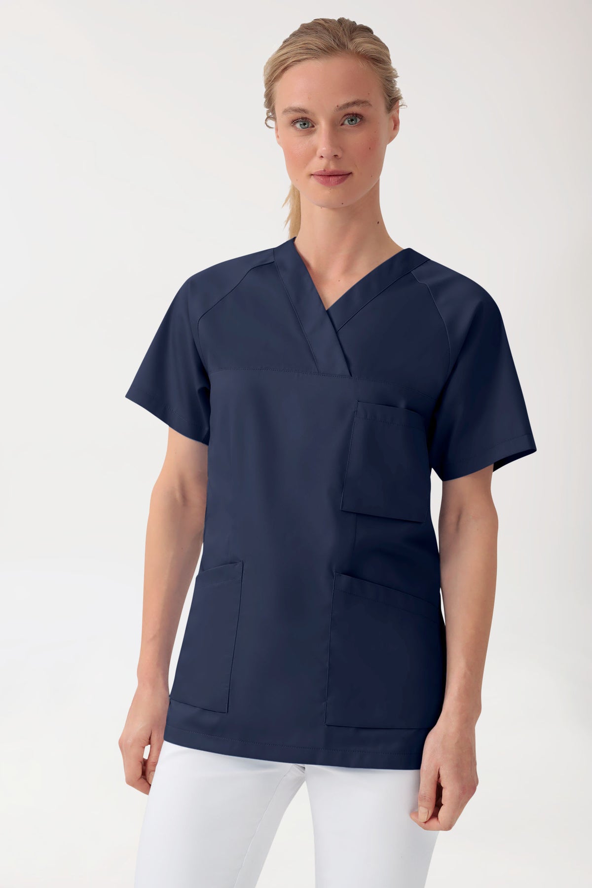 Schlupfkasack Damen mit V-Ausschnitt navy