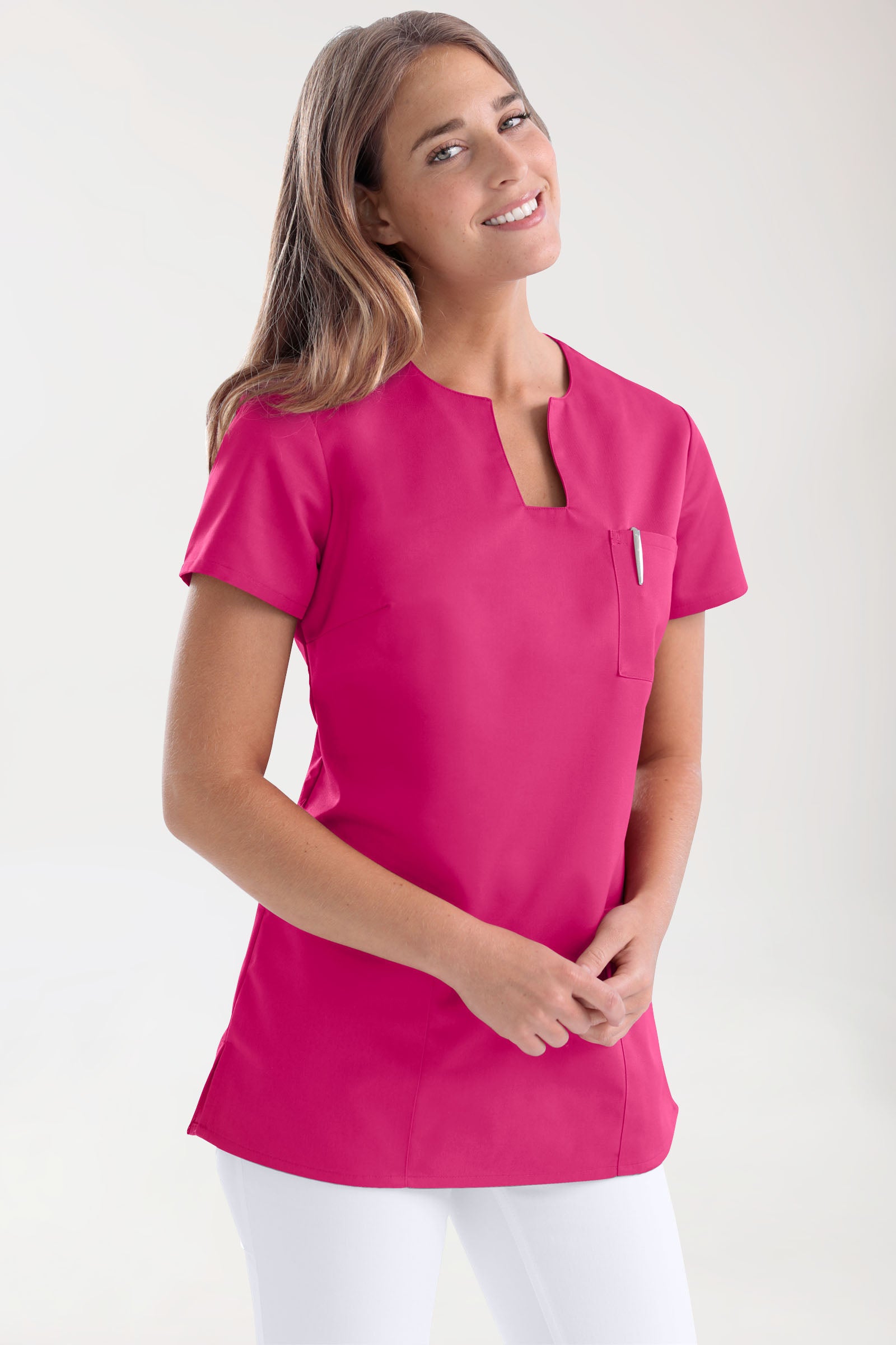 JUST STRONG Schlupfkasack Damen - eckiger Ausschnitt pink, Vorderansicht