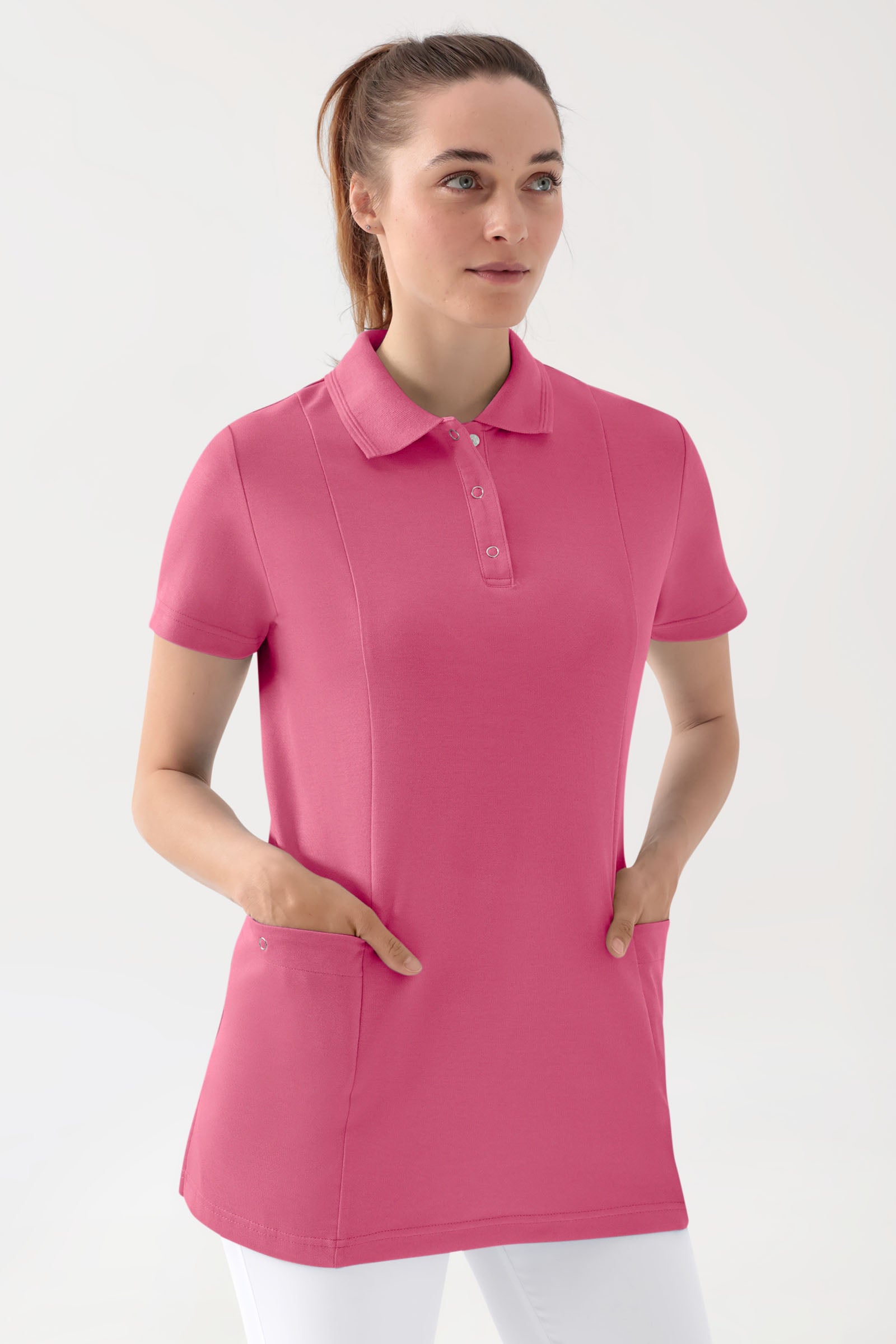 COMFY FLEX Stretch Schlupfkasack Damen - Polokragen rosenholz, Vue de face