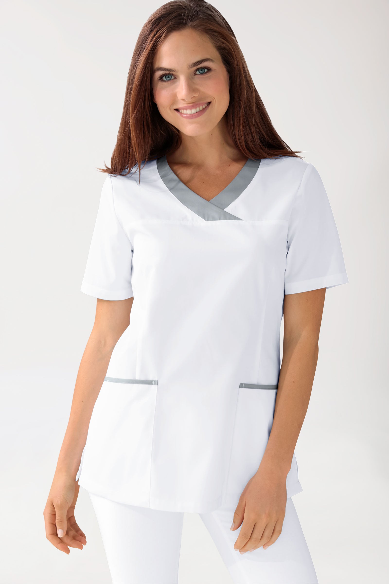 CORE Schlupfkasack Damen weiss/grau, Vorderansicht