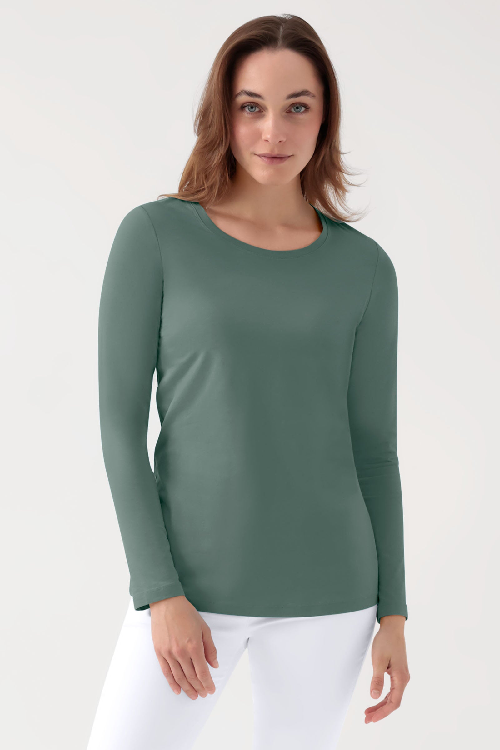 CORE Shirt Damen - 1/1 Arm dunkelgrün, Vorderansicht