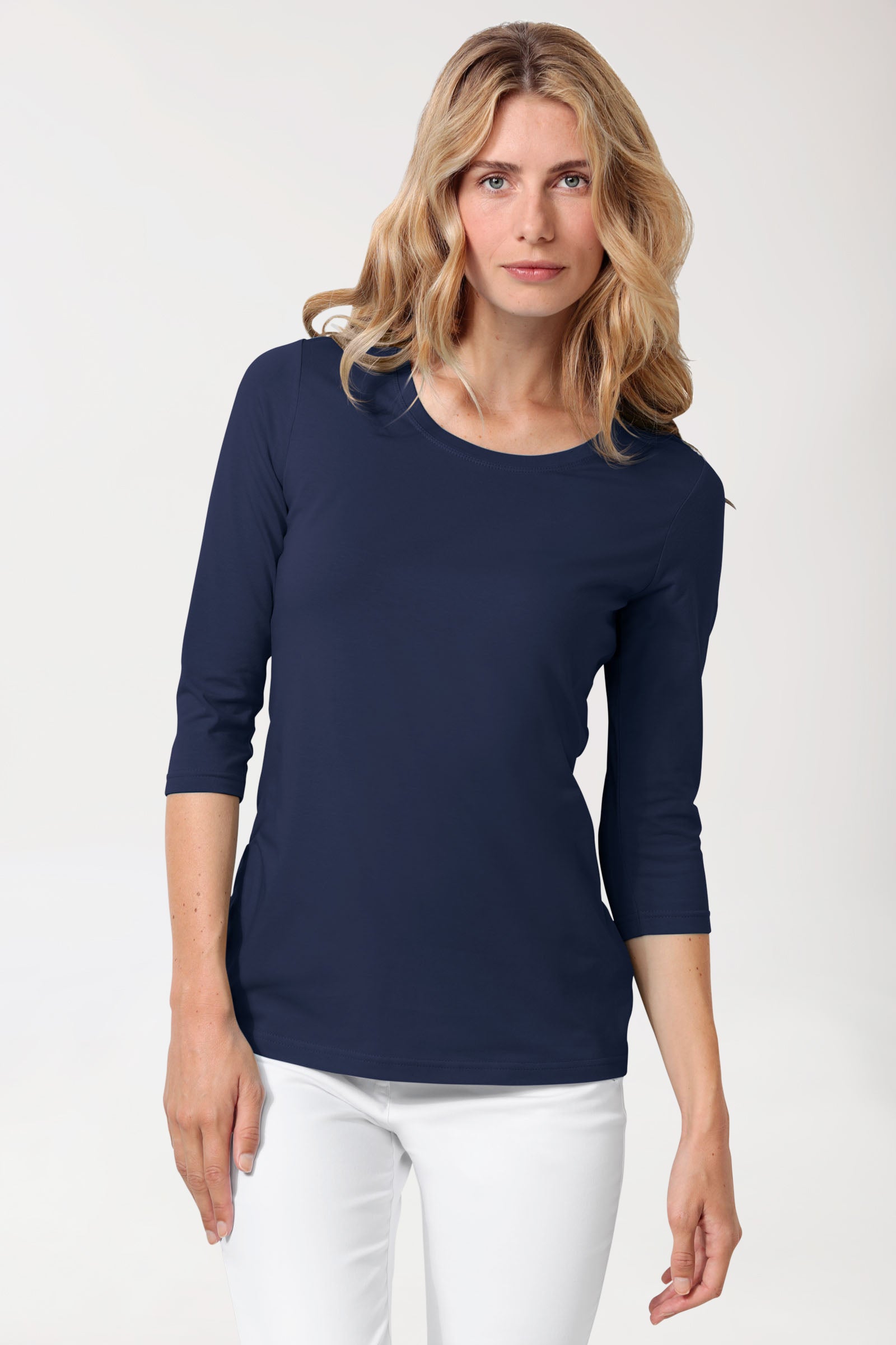 CORE Shirt Damen - 3/4 Arm navy, Vorderansicht
