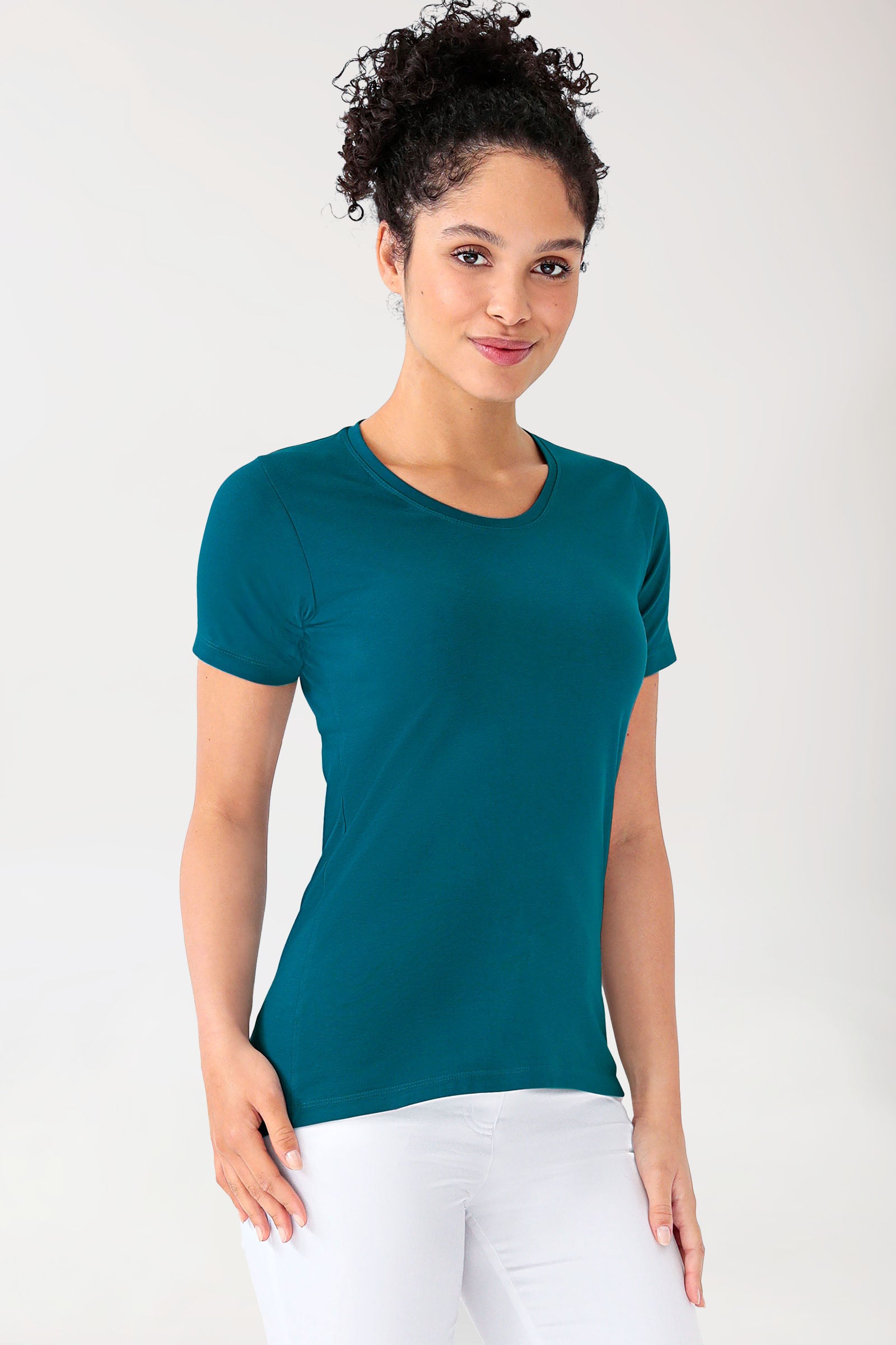 CORE Shirt Damen - Rundhals petrol, Vue de face