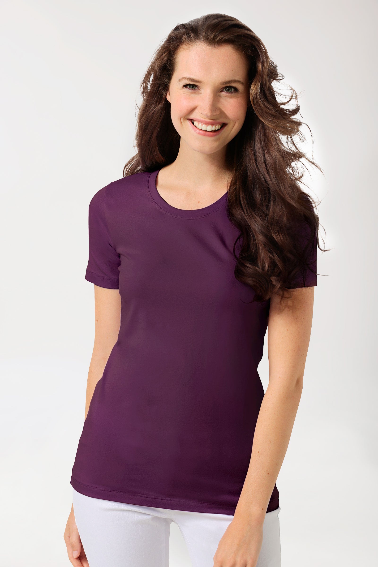 CORE Shirt Damen - Rundhals pflaume, Vue de face