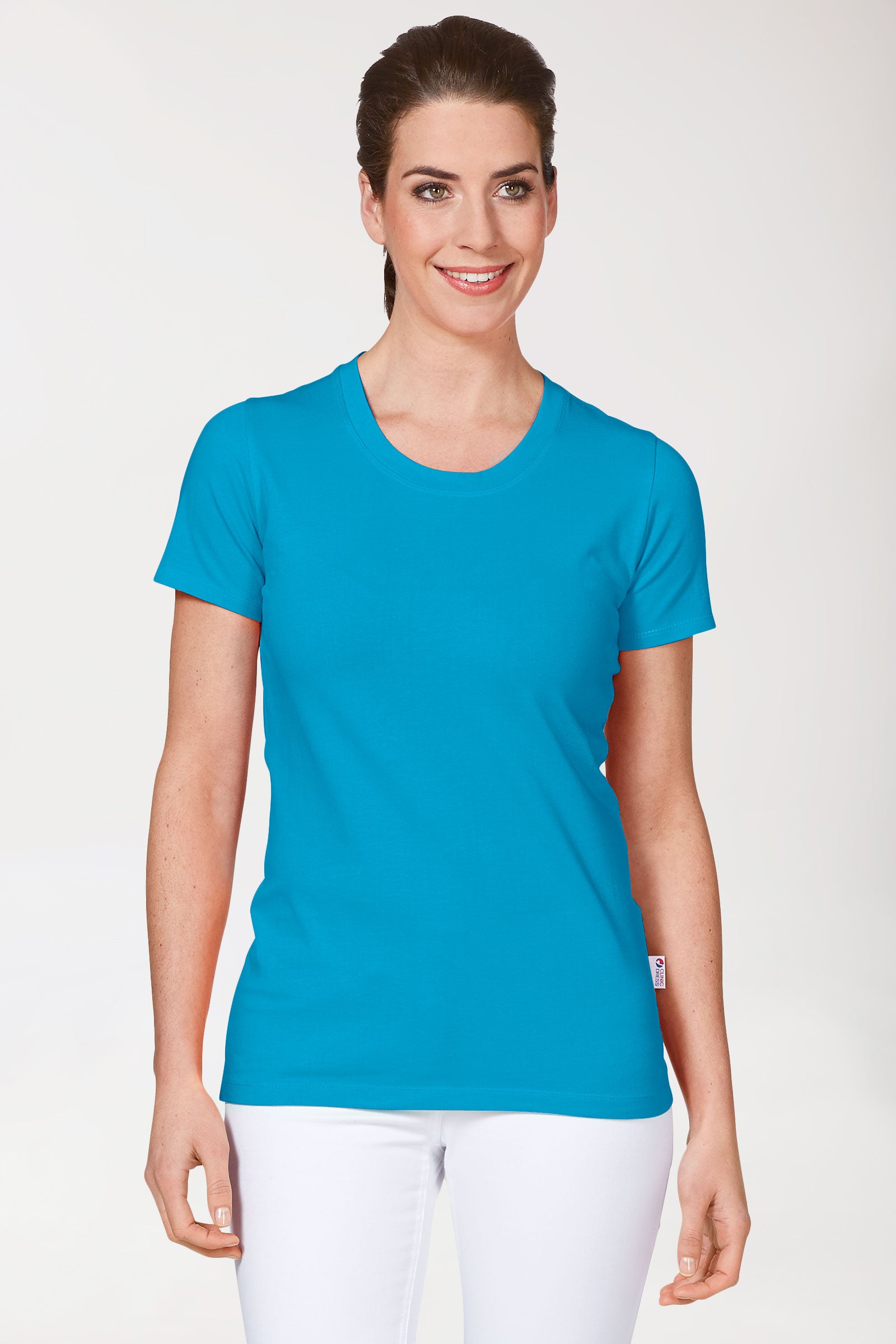 CORE Shirt Damen - Rundhals türkis, Vue de face