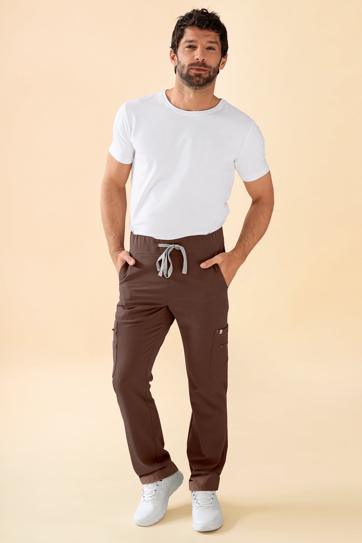 KAERE Hose Herren - gerader Saum Kurzgr. mit Beintaschen coffee, Vorderansicht