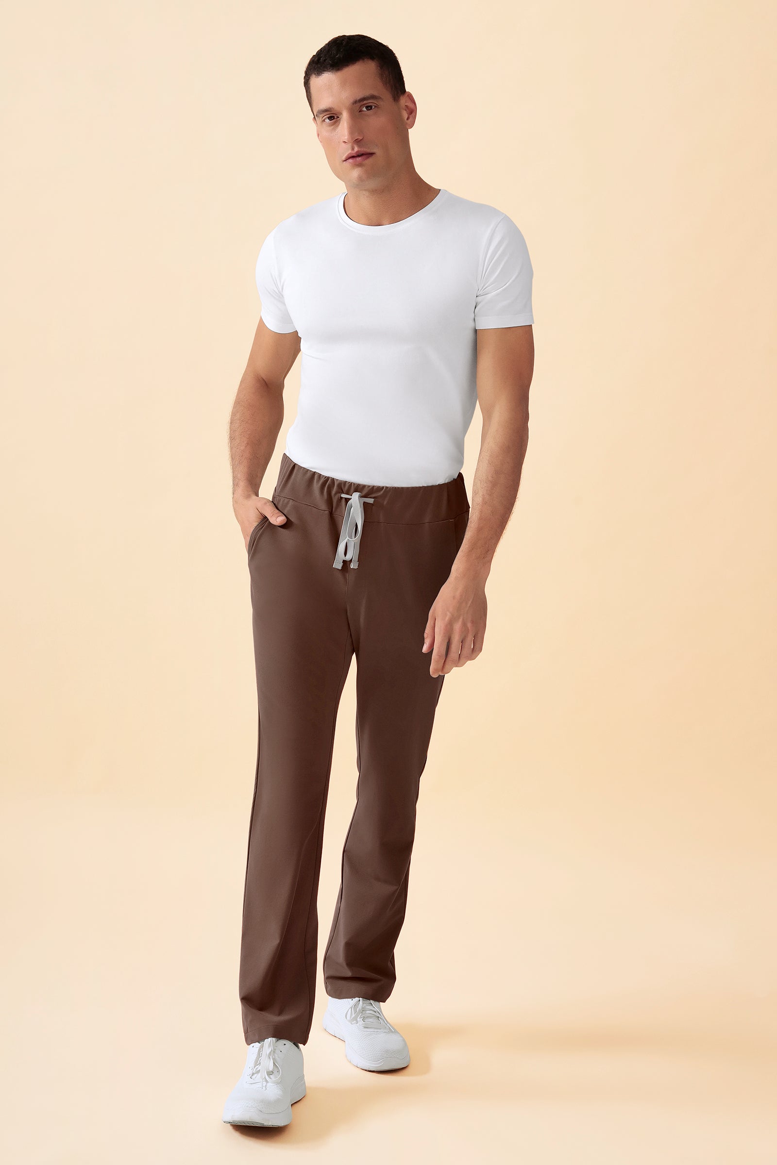 KAERE Hose Herren - gerader Saum ohne Beintaschen coffee, Vorderansicht