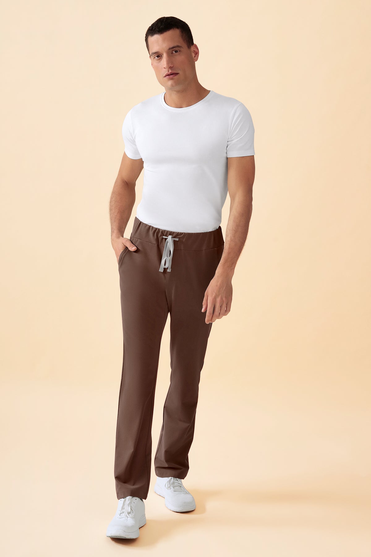 KAERE Hose Herren - gerader Saum ohne Beintaschen coffee, Vorderansicht