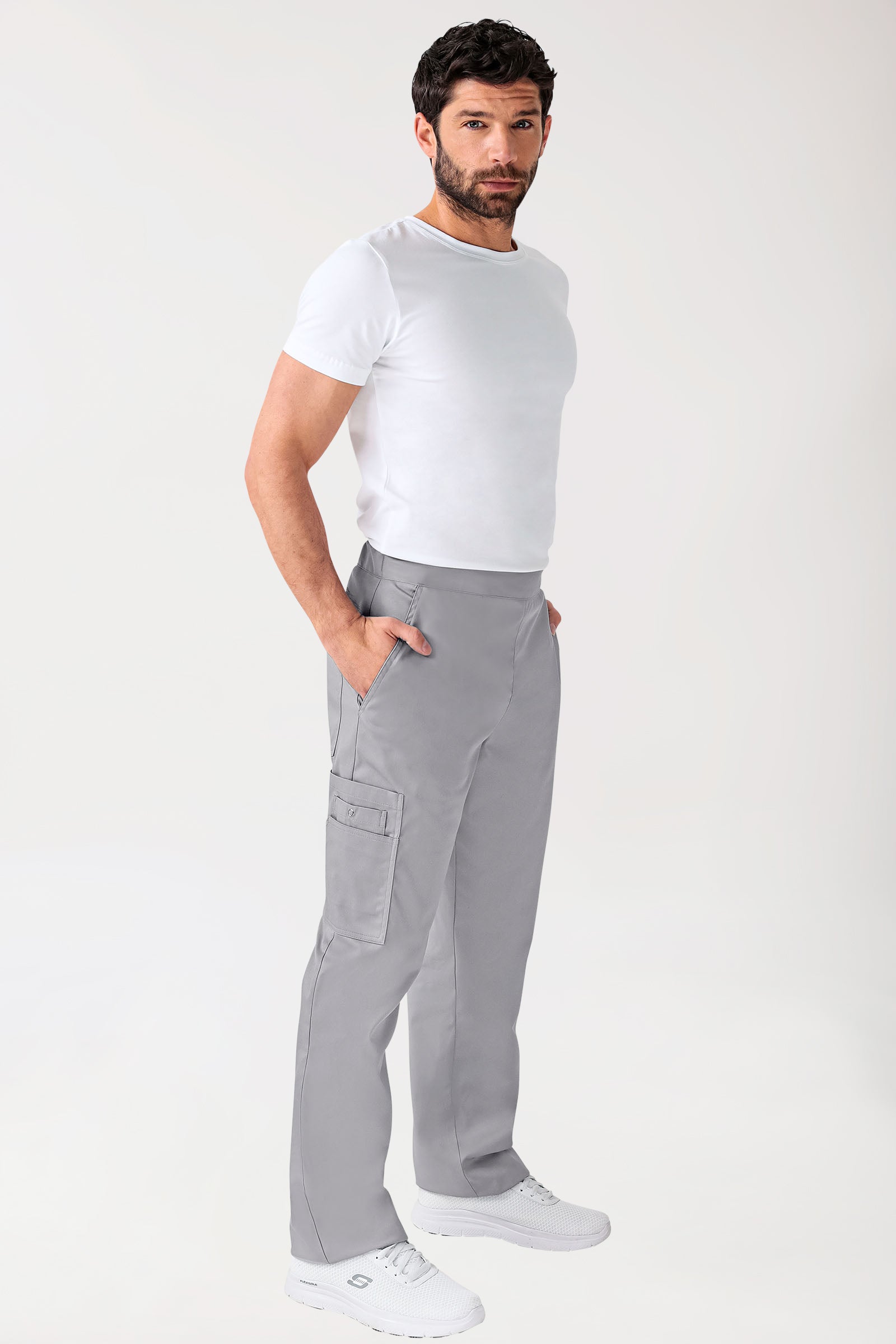 CLINIC STRETCH Hose Unisex - mit Beintasche Kurzgr. grau, Vue de face