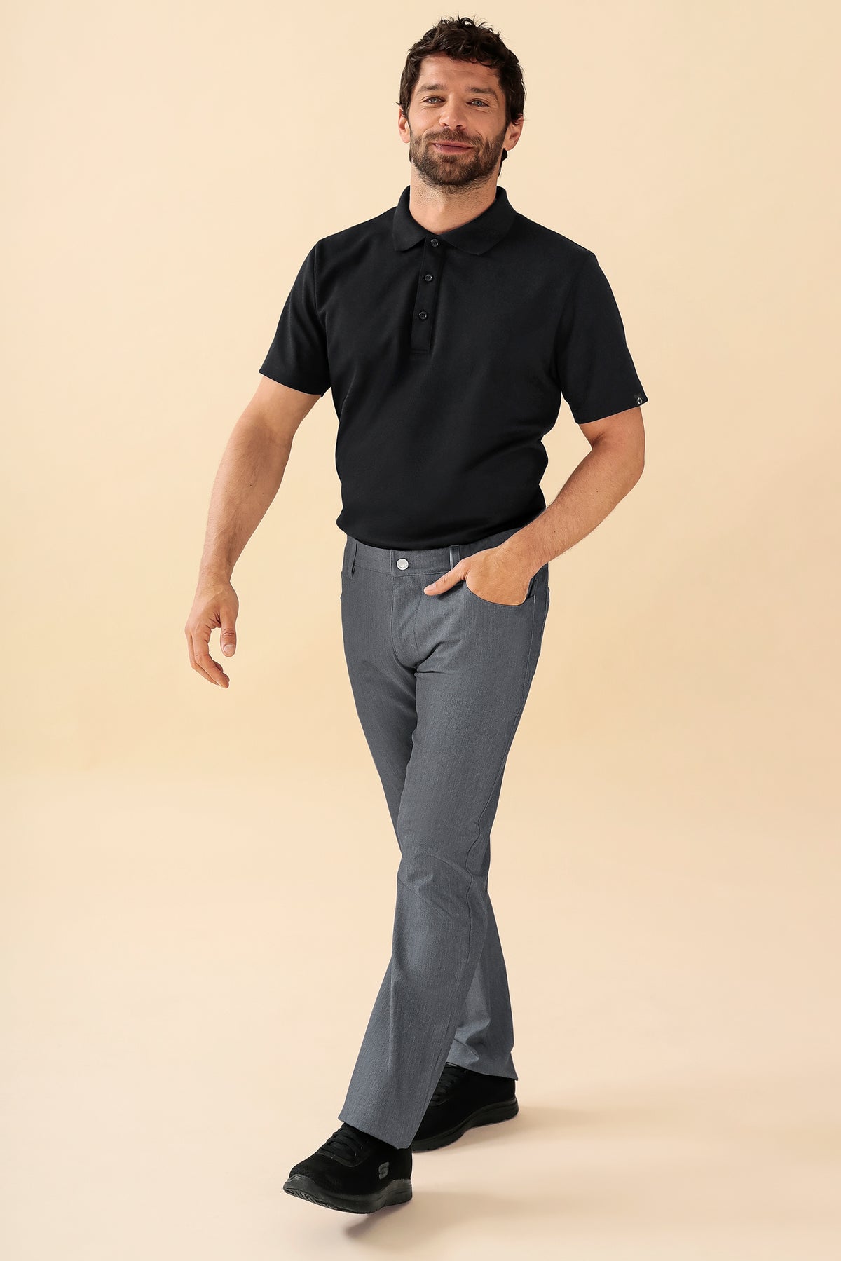 KAERE Hose Herren - 5-Pocket grau melange, Vorderansicht
