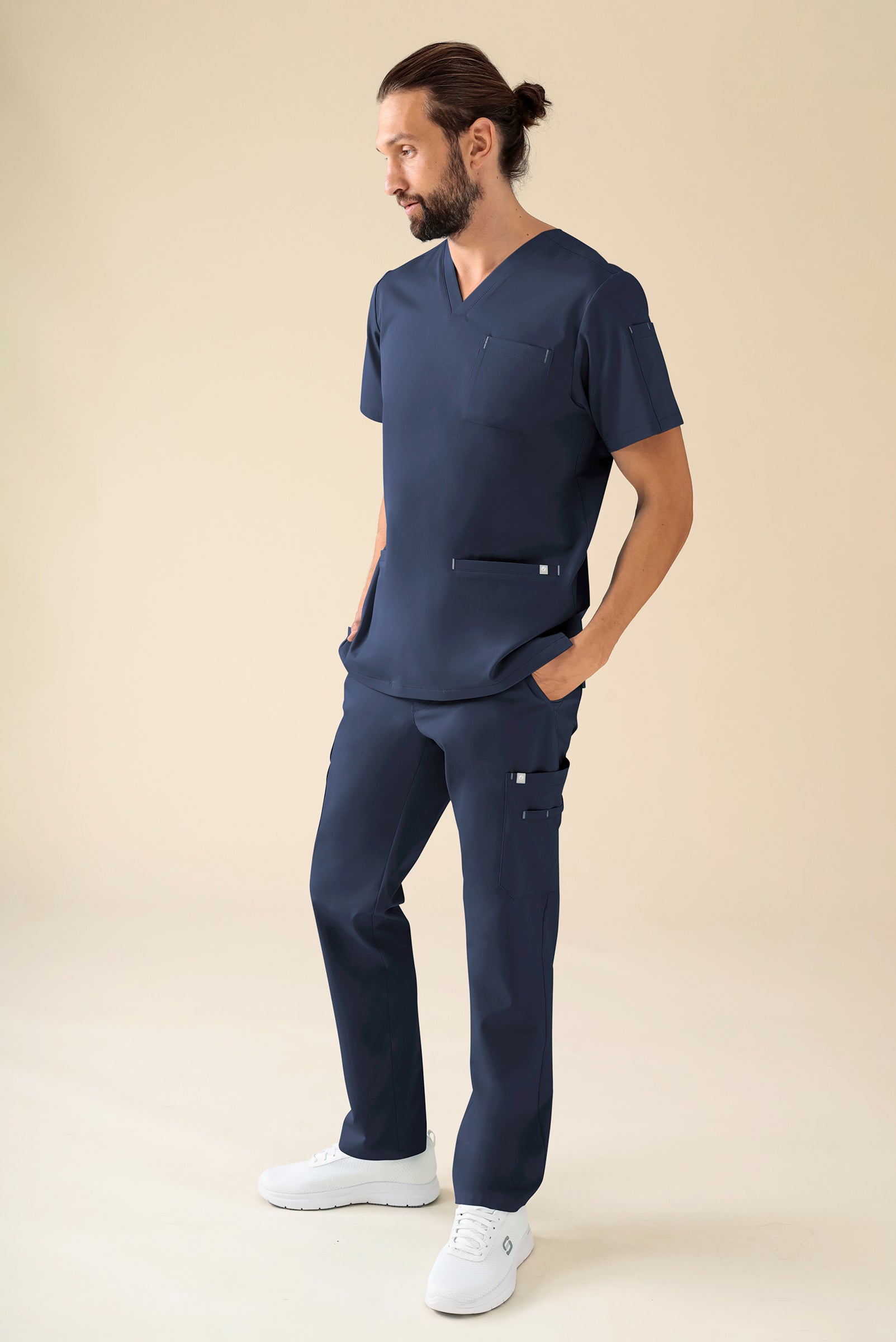 KAERE Hose Herren - gerader Saum mit Beintaschen navy, Vue de face