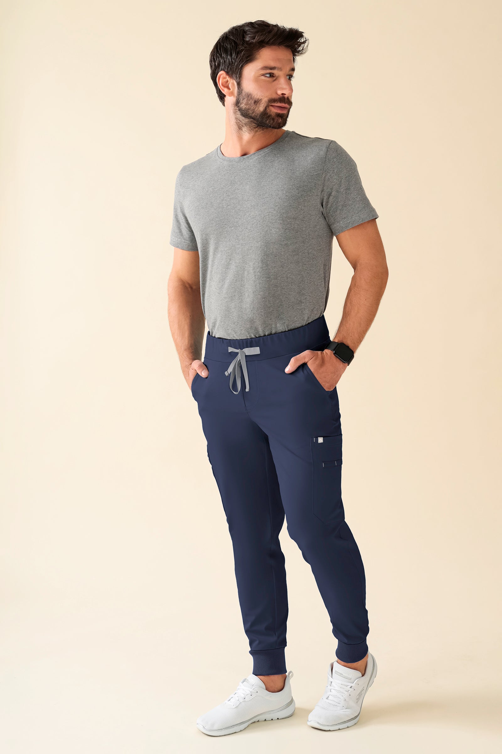 KAERE Hose Herren - Saumbündchen Kurzgr. mit Beintaschen navy, Vorderansicht