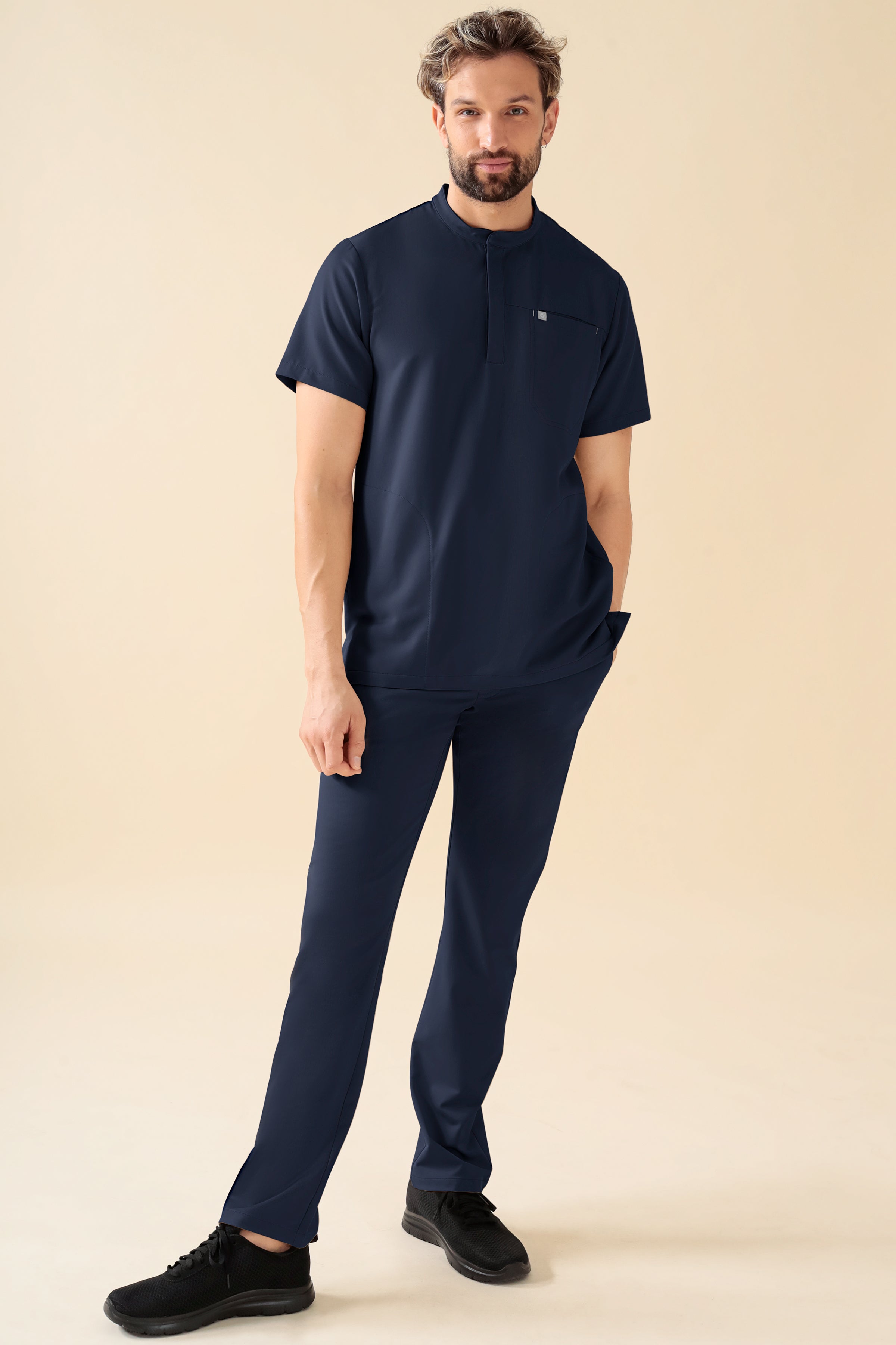 KAERE Hose Herren - gerader Saum ohne Beintaschen navy, Vorderansicht