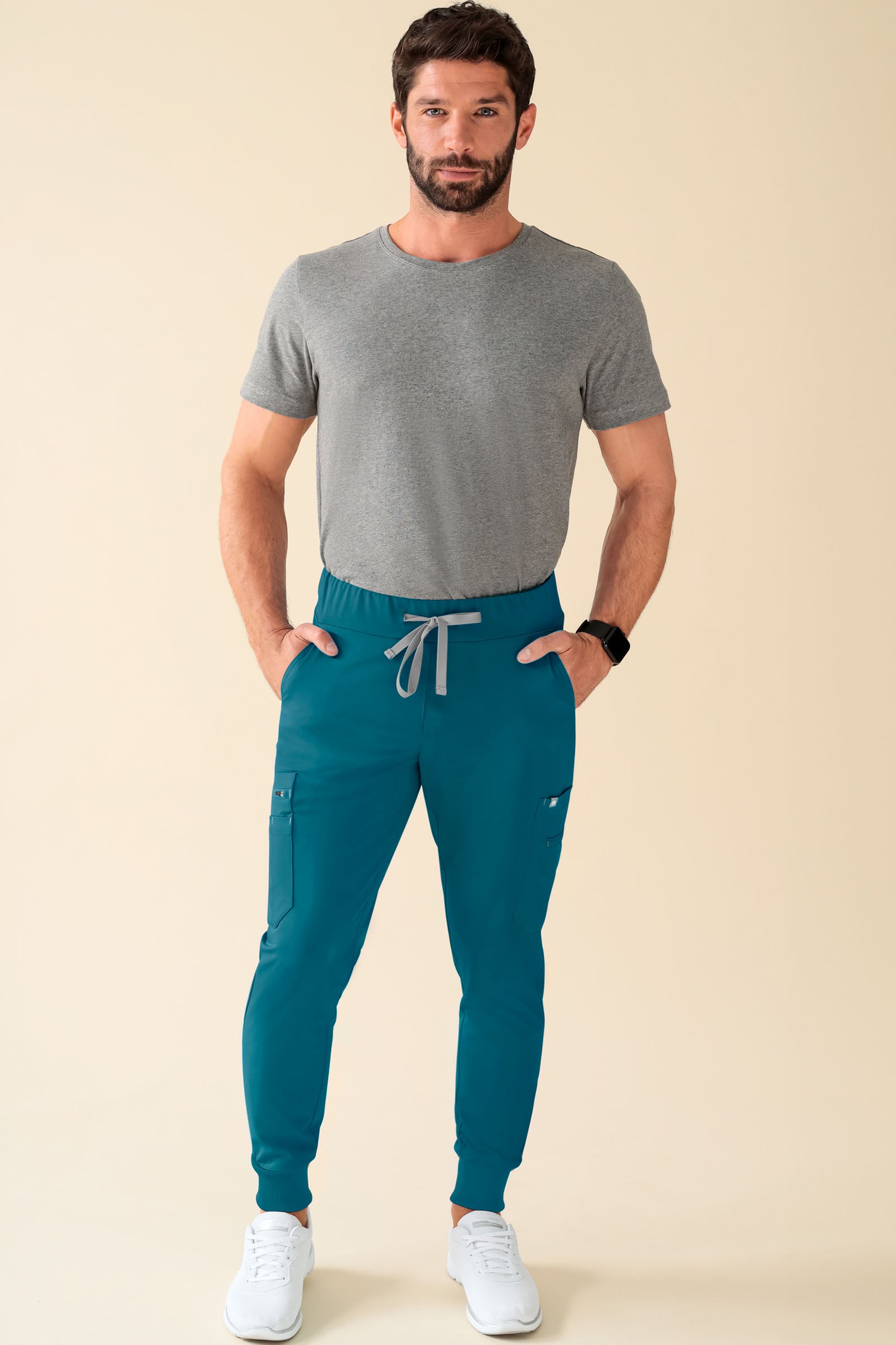 KAERE Hose Herren - Saumbündchen Kurzgr. mit Beintaschen petrol, Vorderansicht