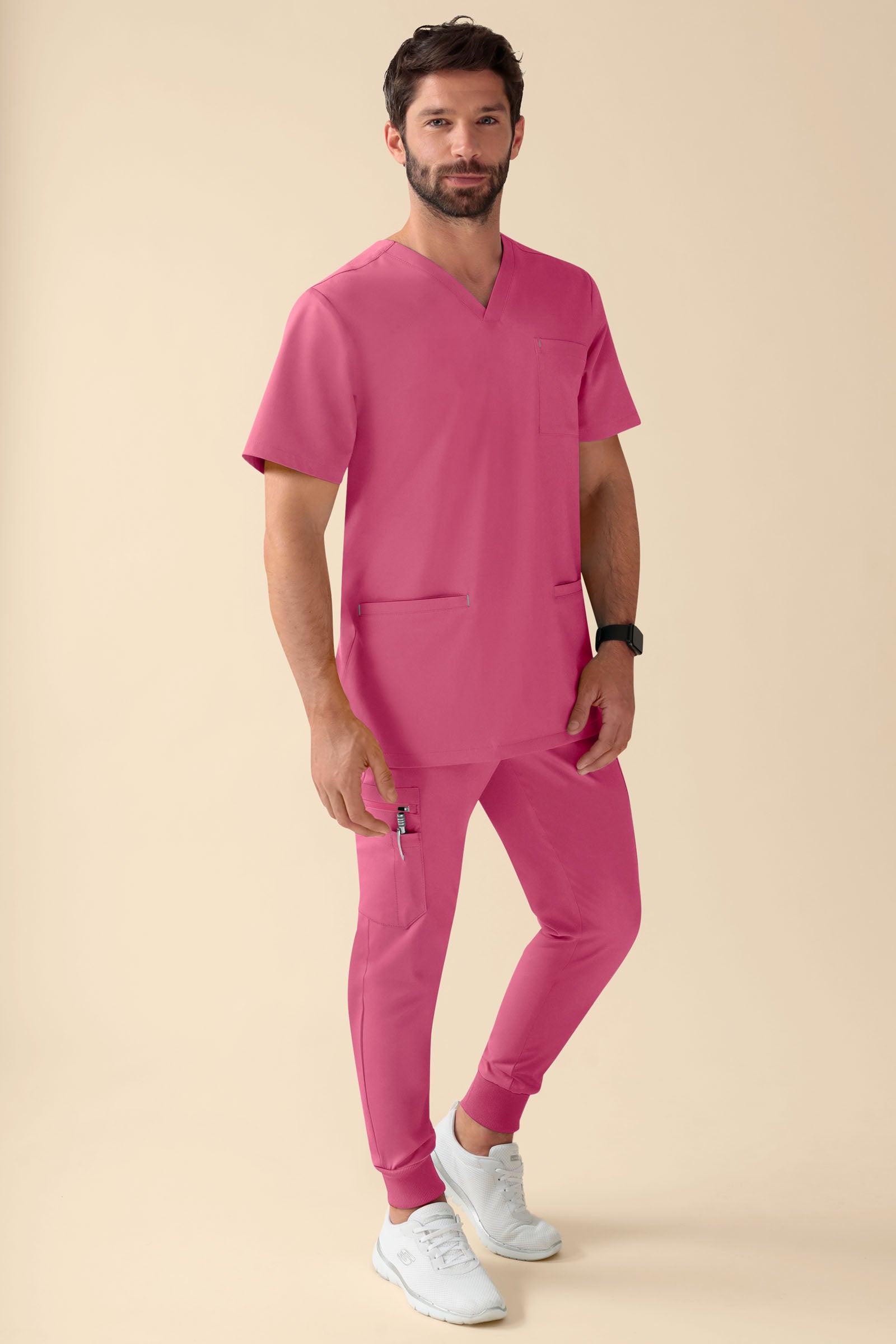 KAERE Hose Herren - Saumbündchen Kurzgr. mit Beintaschen rosenholz, Vorderansicht