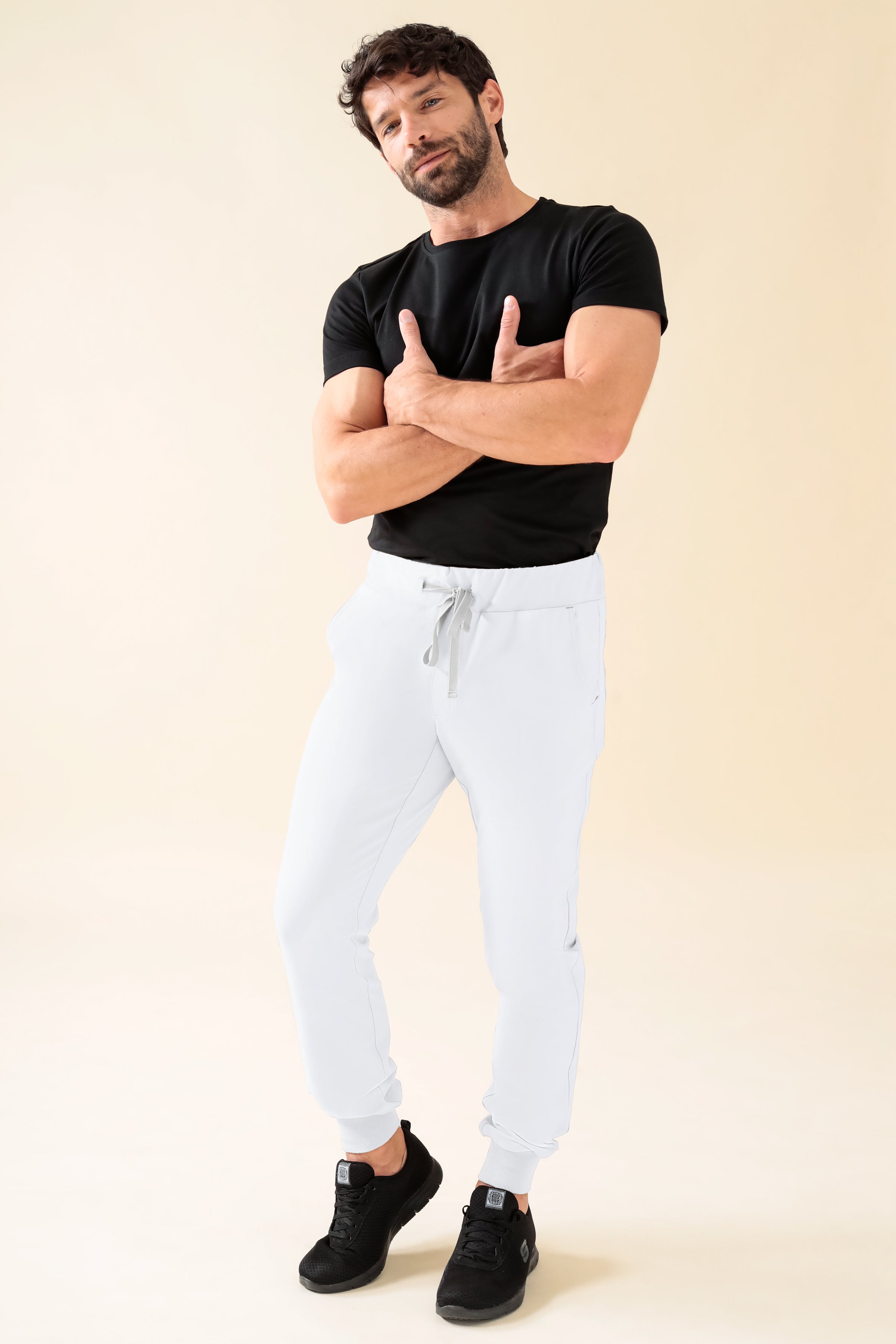 KAERE Hose Herren - Saumbündchen Kurzgr. ohne Beintaschen weiss, Vorderansicht