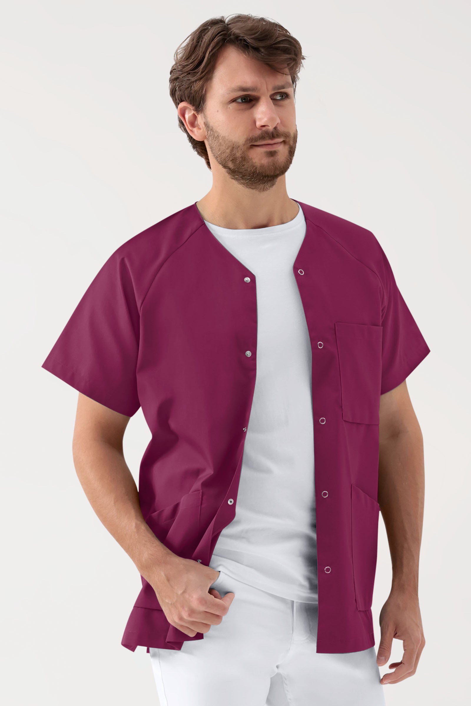 Kasack Herren - Druckknopfleiste berry