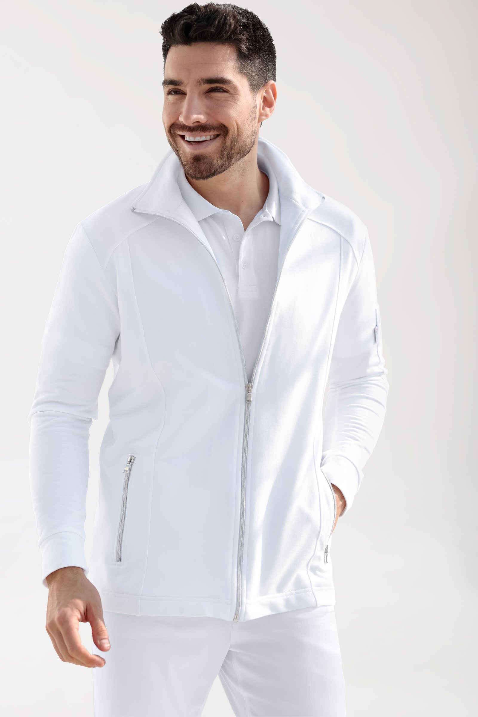 Sweatjacke Herren - Stehkragen weiss