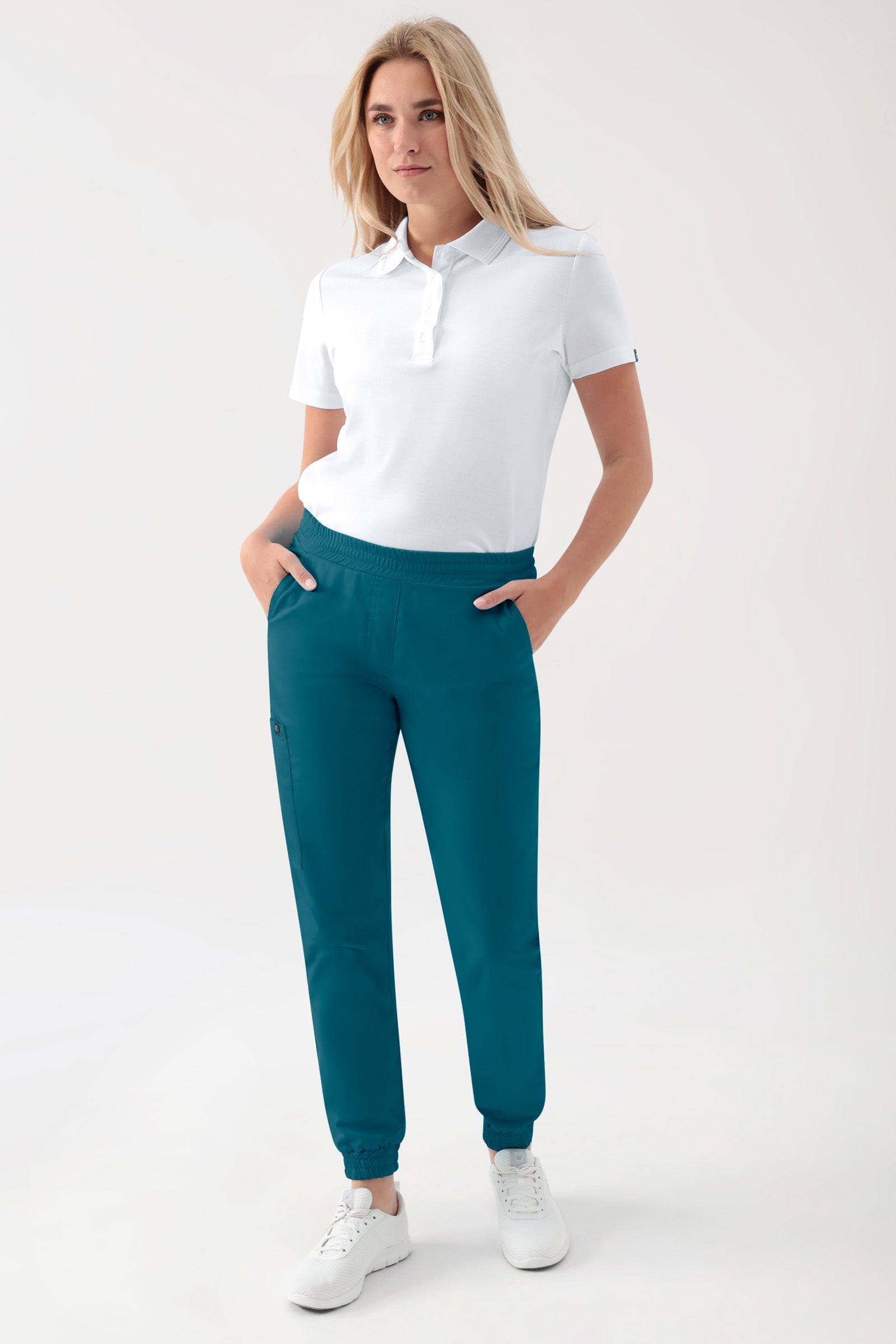 GREEN Stretch Hose Damen - Jogpants Style petrol, Vorderansicht