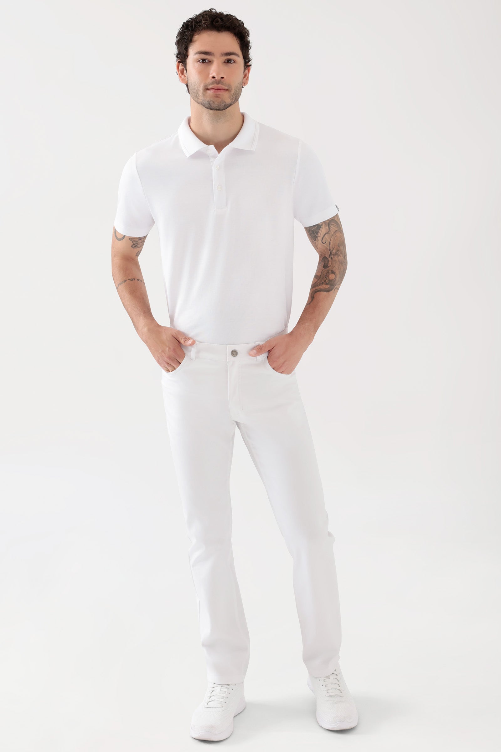 COMFY FLEX 5-Pocket Hose Herren - gerades Bein weiss