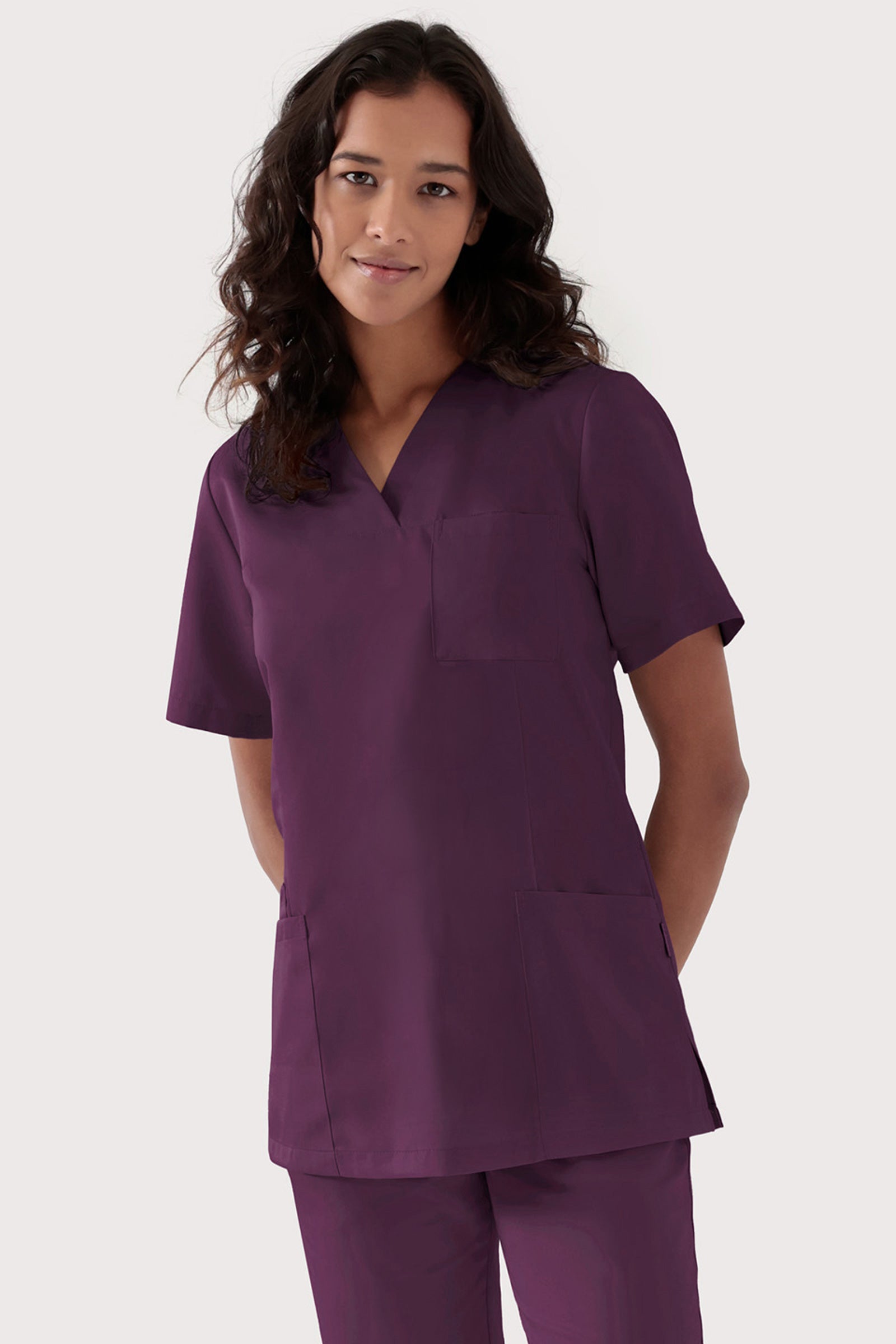 TENCEL™ Schlupfkasack Damen - V-Ausschnitt black berry