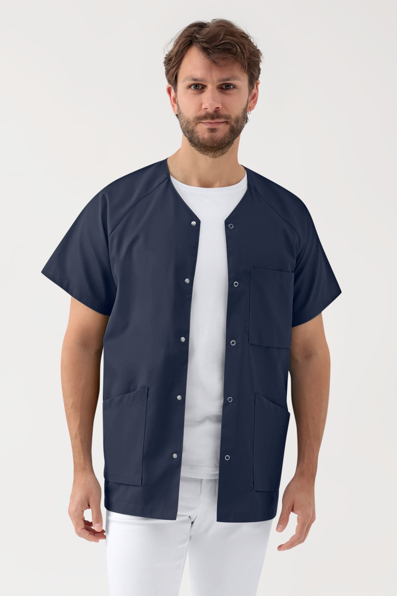 Kasack Herren - Druckknopfleiste navy