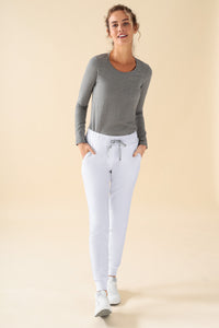 KAERE Hose Damen - Saumbündchen ohne Beintaschen weiss