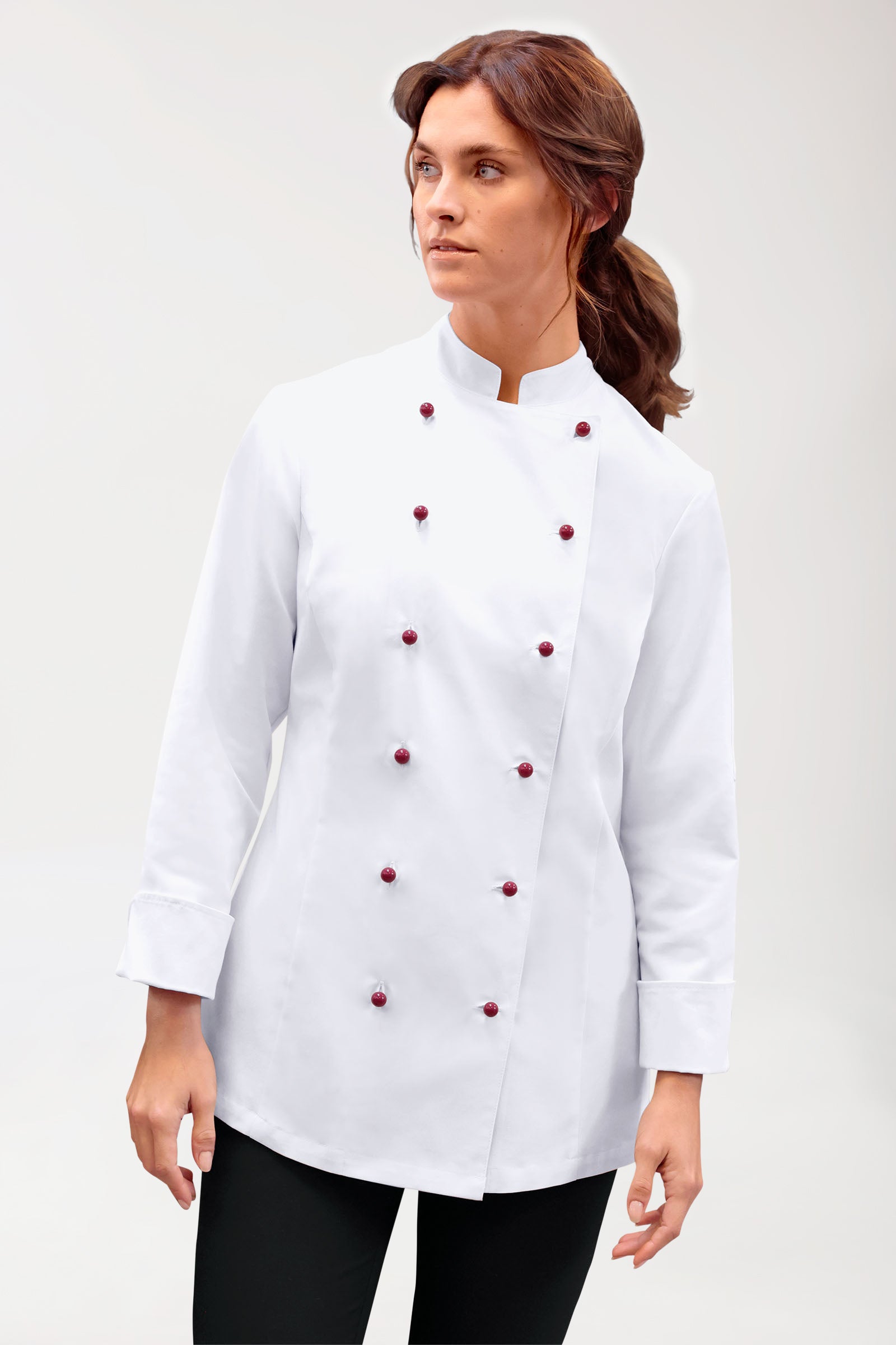 Gastro Kochjacke Damen aus Baumwolle - 1/1 Arm weiss