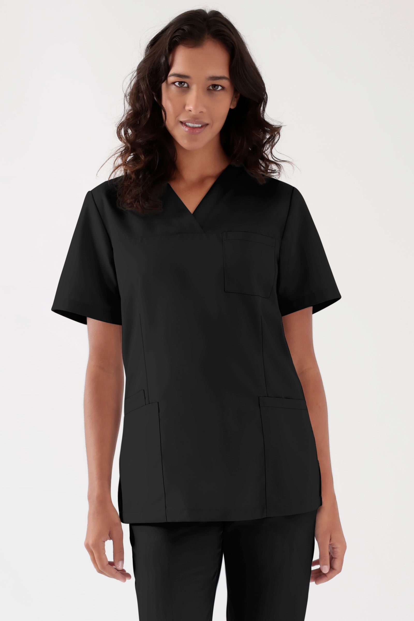 TENCEL™ Schlupfkasack Damen - V-Ausschnitt schwarz, Vue de face
