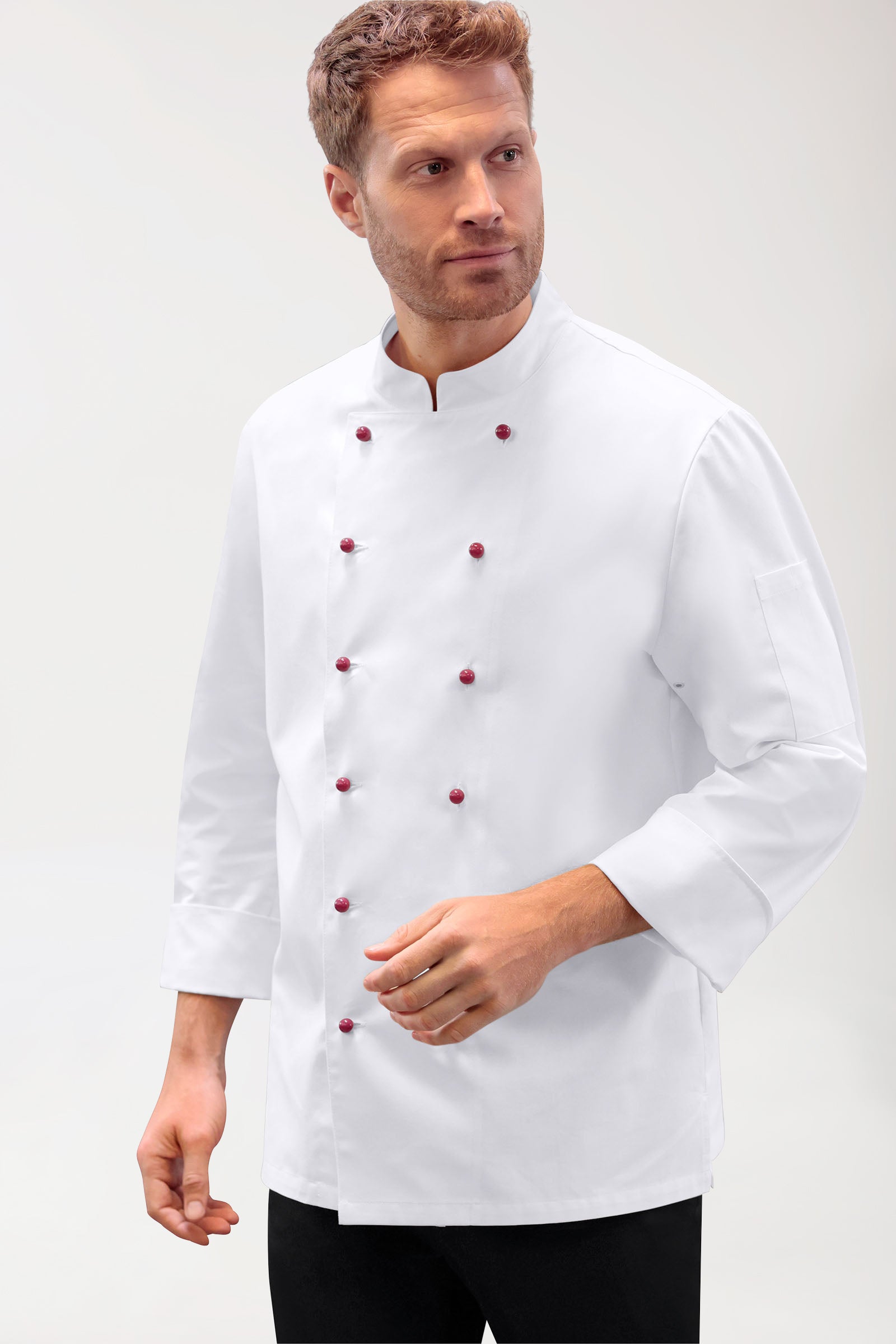 Gastro Kochjacke Herren - 6er Knopfreihe - 1/1 Arm weiss